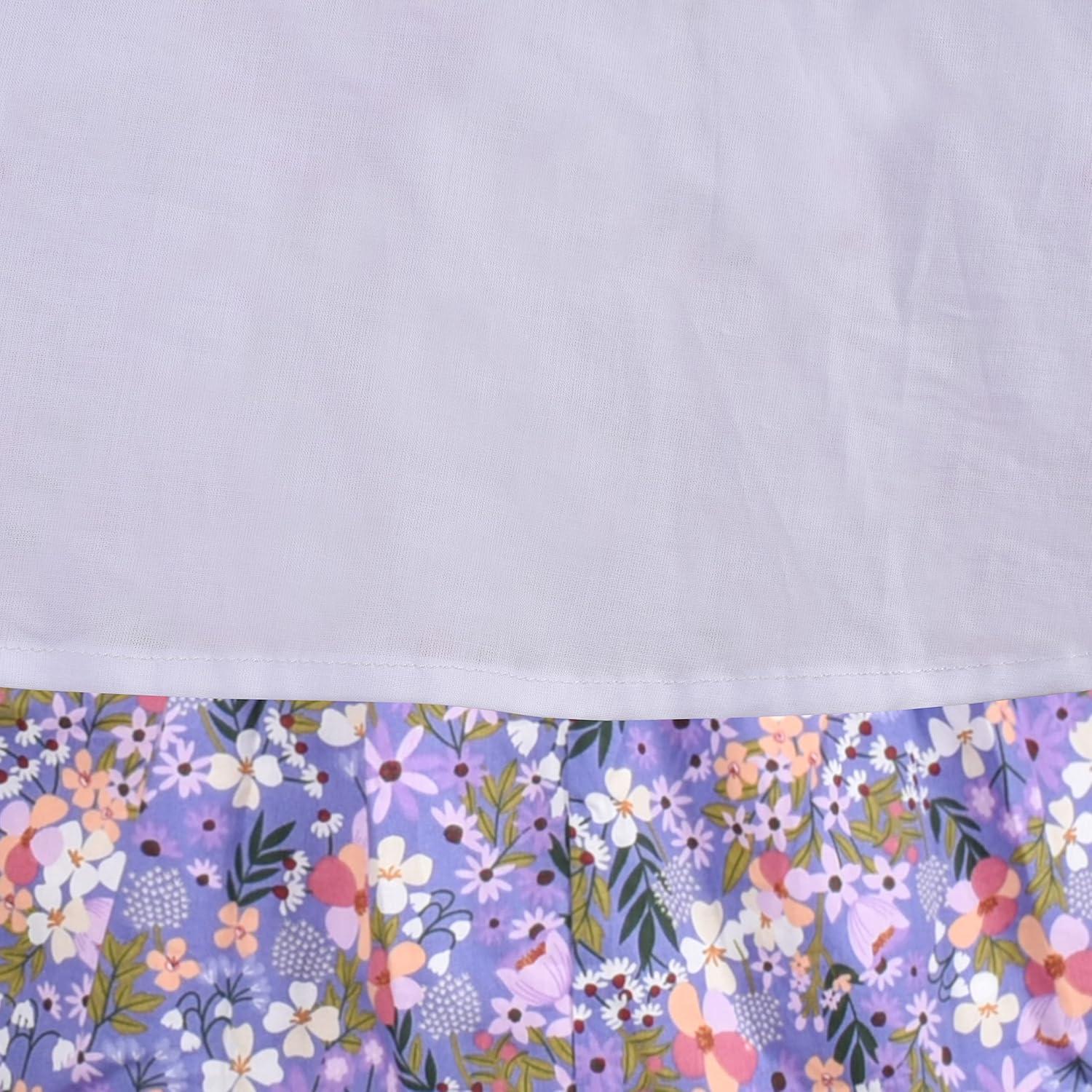 imageSunny Fashion Girls Dress Blue Flower PrintPurple Flower