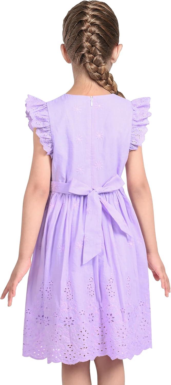 imageSunny Fashion Girls Dress Blue Flower PrintPurple Lace