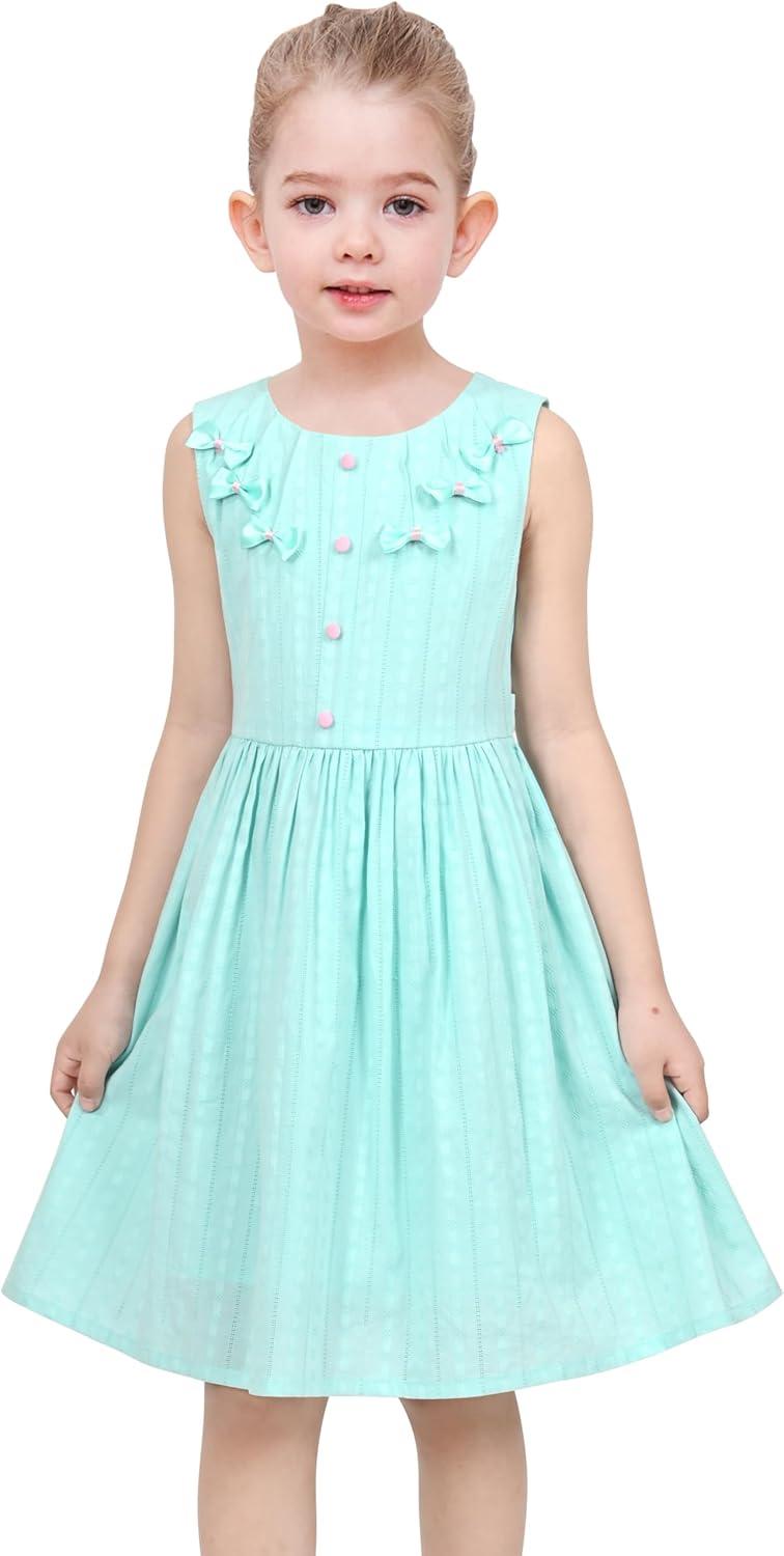 imageSunny Fashion Girls Dress Blue Flower PrintTurquoise Blue