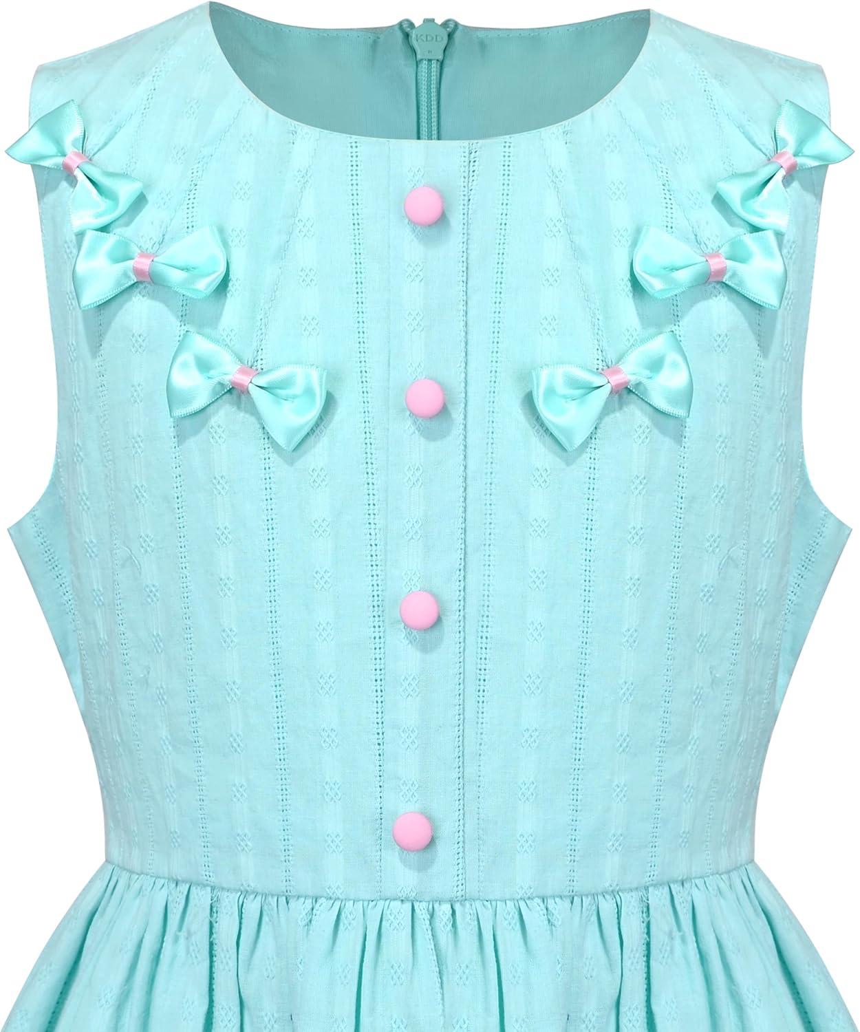 imageSunny Fashion Girls Dress Blue Flower PrintTurquoise Blue