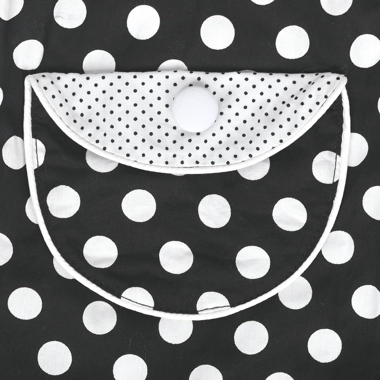 imageSunny Fashion Girls Dress Blue Polka Dot Pocket Pleated Summer Sleeveless CottonBlack Polka Dot