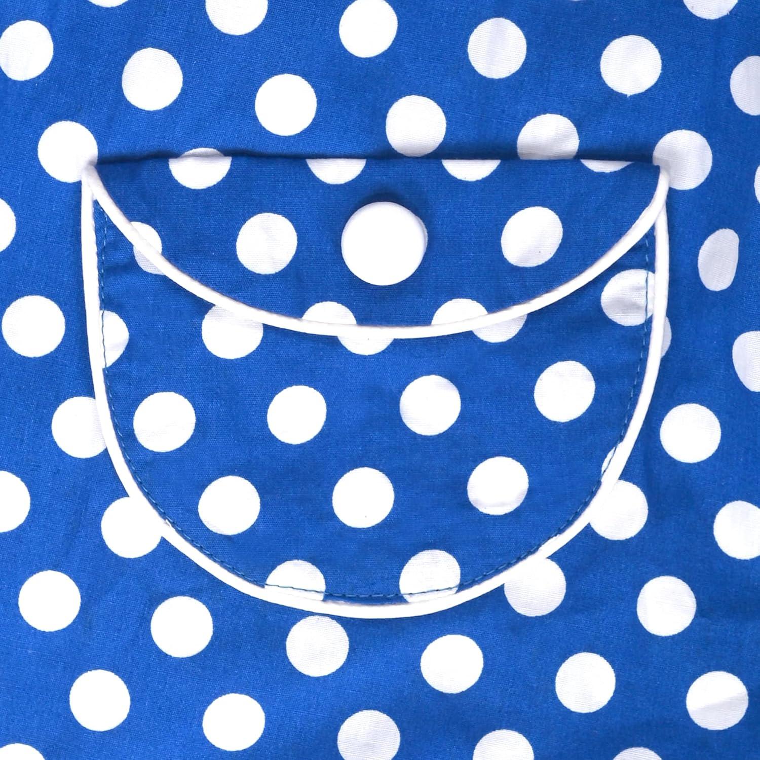 imageSunny Fashion Girls Dress Blue Polka Dot Pocket Pleated Summer Sleeveless CottonBlue Polka Dot