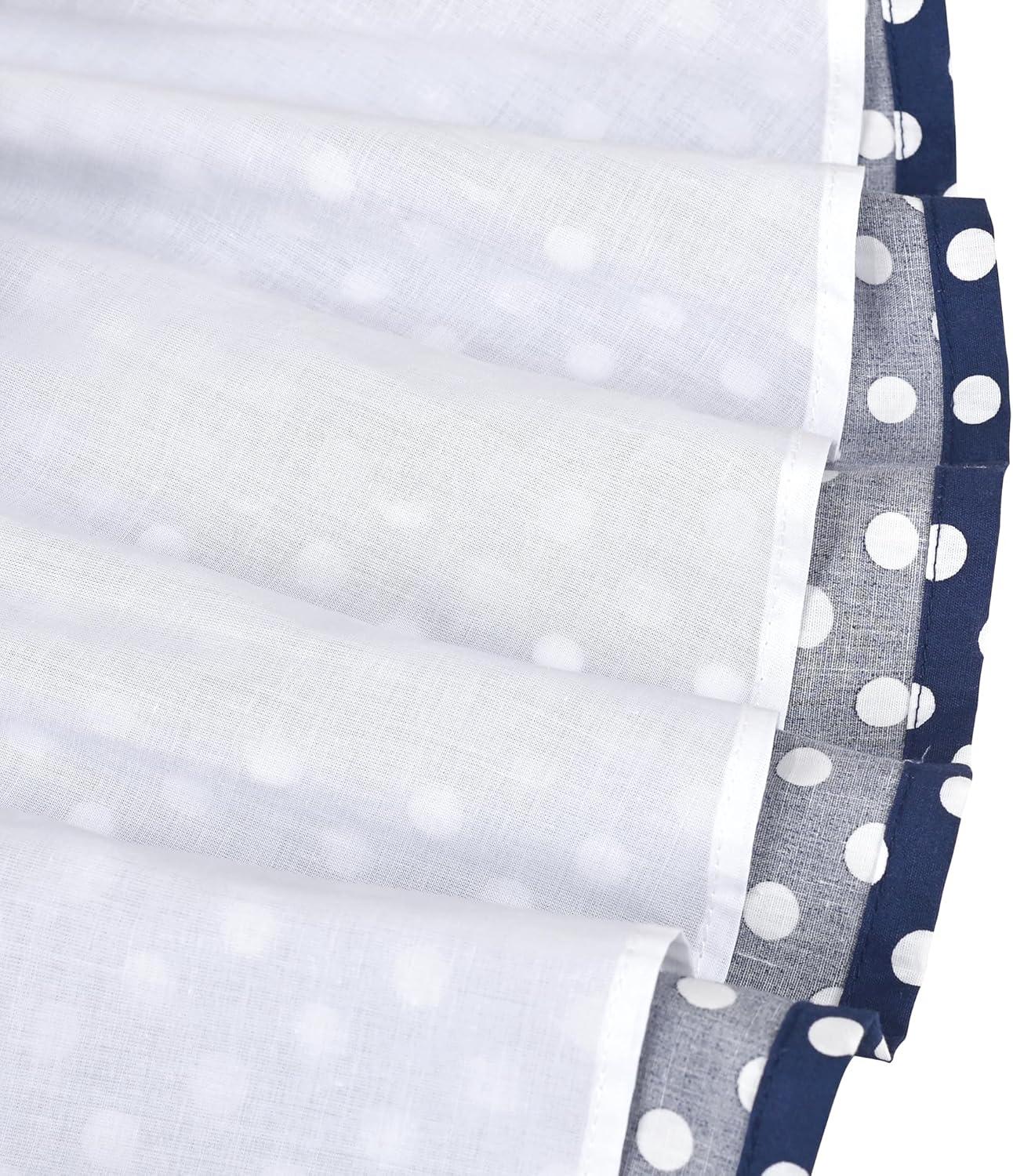 imageSunny Fashion Girls Dress Blue Polka Dot Pocket Pleated Summer Sleeveless CottonNavy Blue Dot