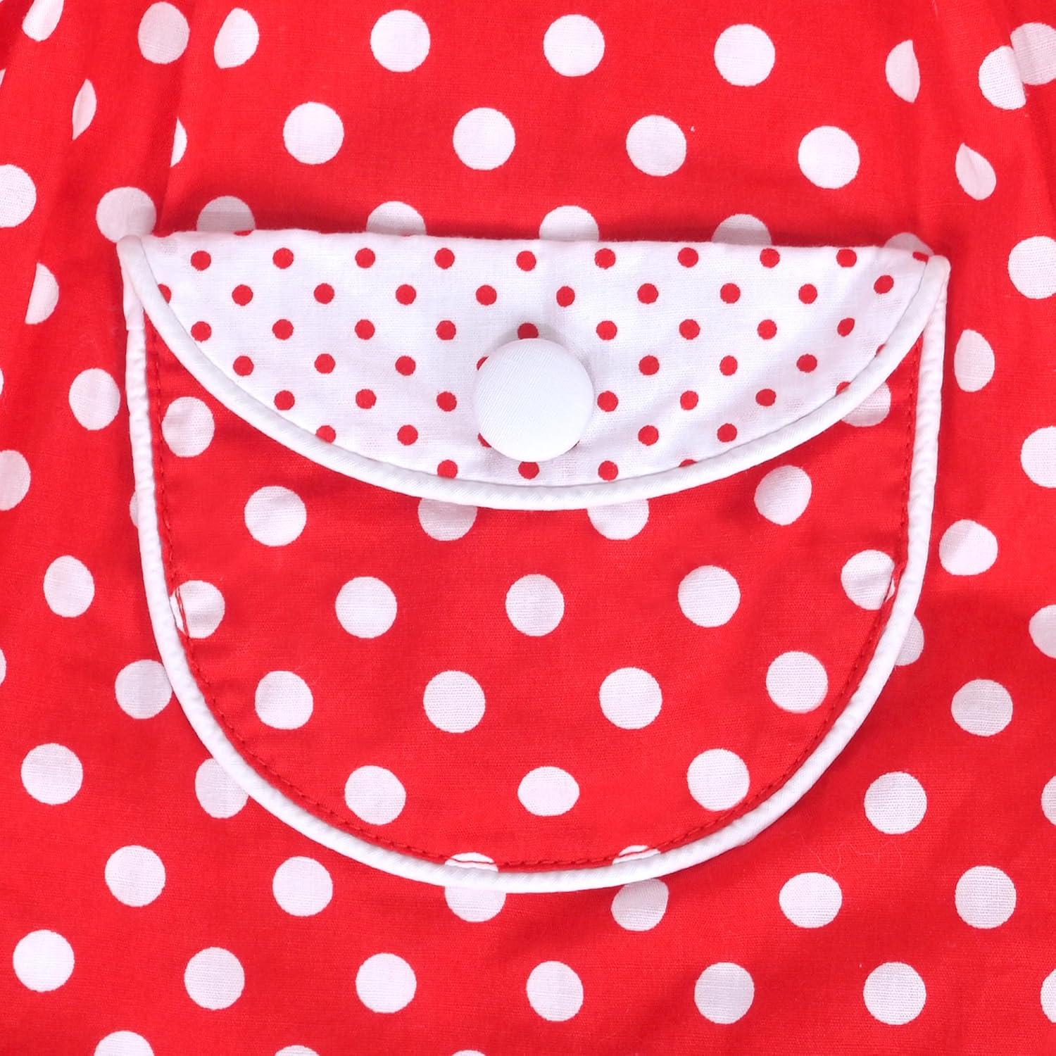 imageSunny Fashion Girls Dress Blue Polka Dot Pocket Pleated Summer Sleeveless CottonRed Polka Dot