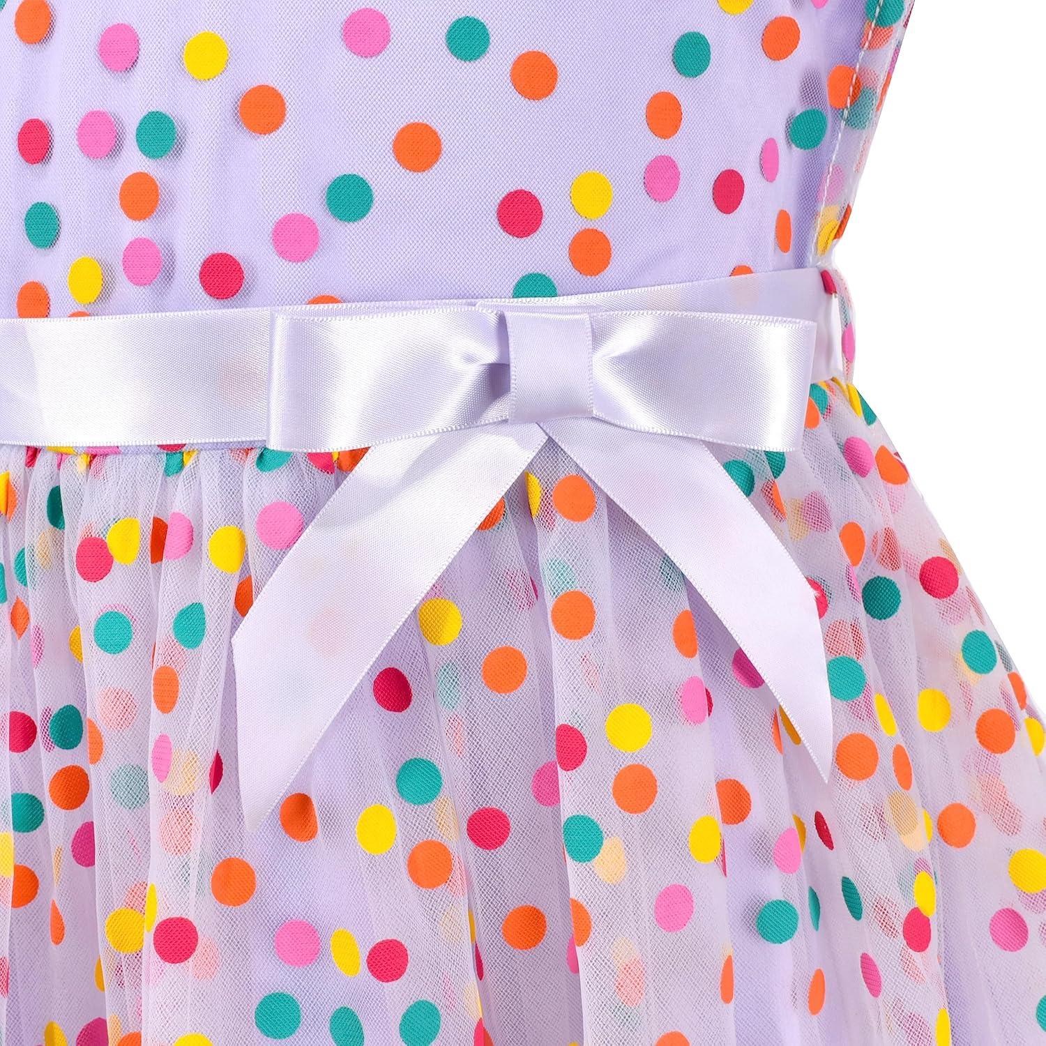 imageSunny Fashion Girls Dress Caramel Star Lace Short Sleeve Pleated Collar DressPurple Dot