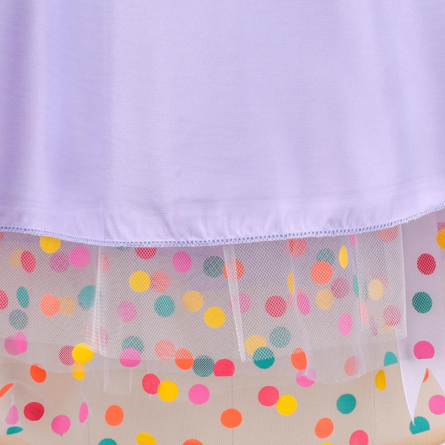 imageSunny Fashion Girls Dress Caramel Star Lace Short Sleeve Pleated Collar DressPurple Dot