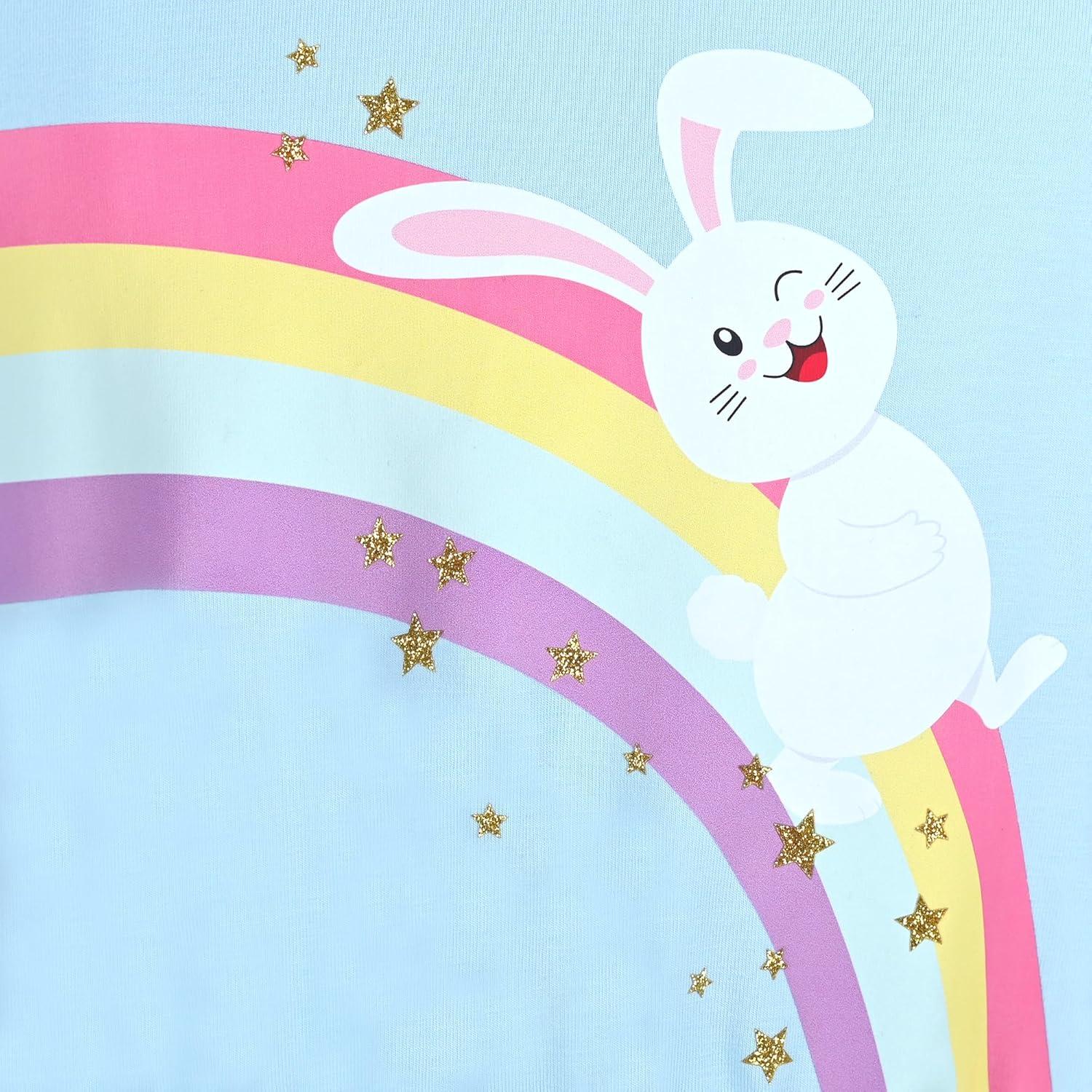 imageSunny Fashion Girls Dress Daisy Embroidered Long Sleeve Purple Party Dress SmileRainbow Sky Blue