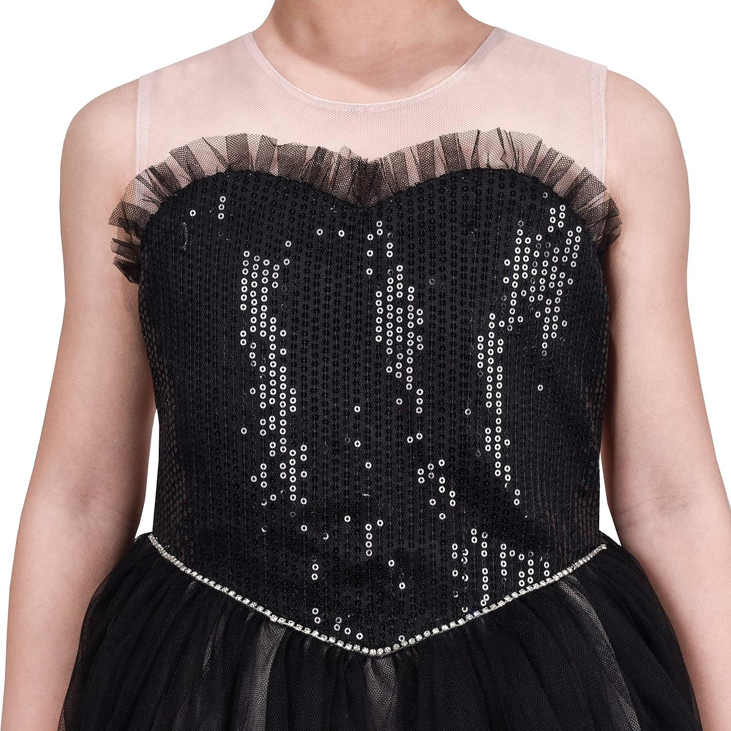 imageSunny Fashion Girls Dress Glitter Sequin Wedding Bridesmaid Pageant Size 414Black