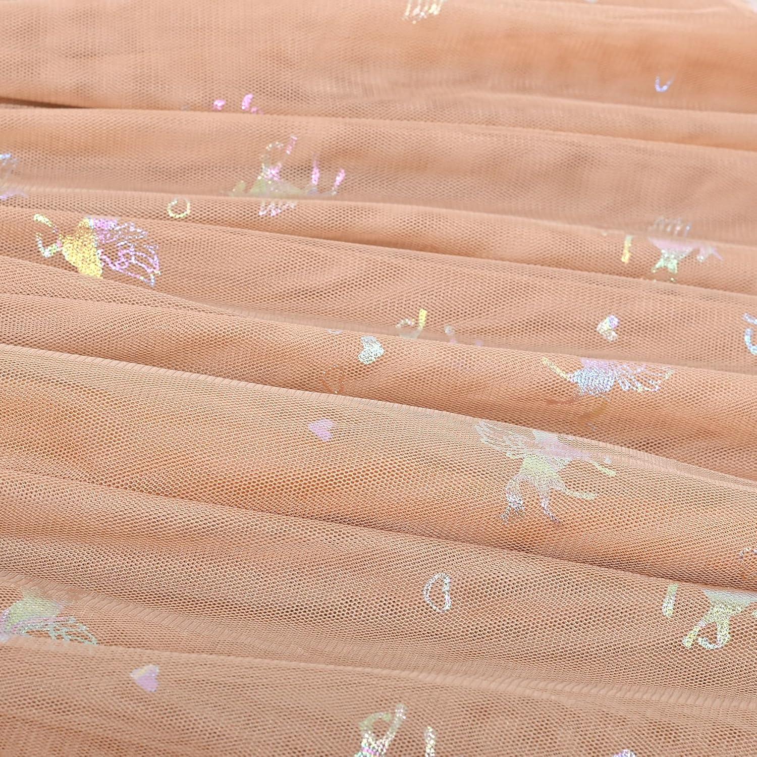 imageSunny Fashion Girls Dress Pink Sequin Wedding HiLow Tulle Skirt Tutu Flutter SleeveBeige Unicorn