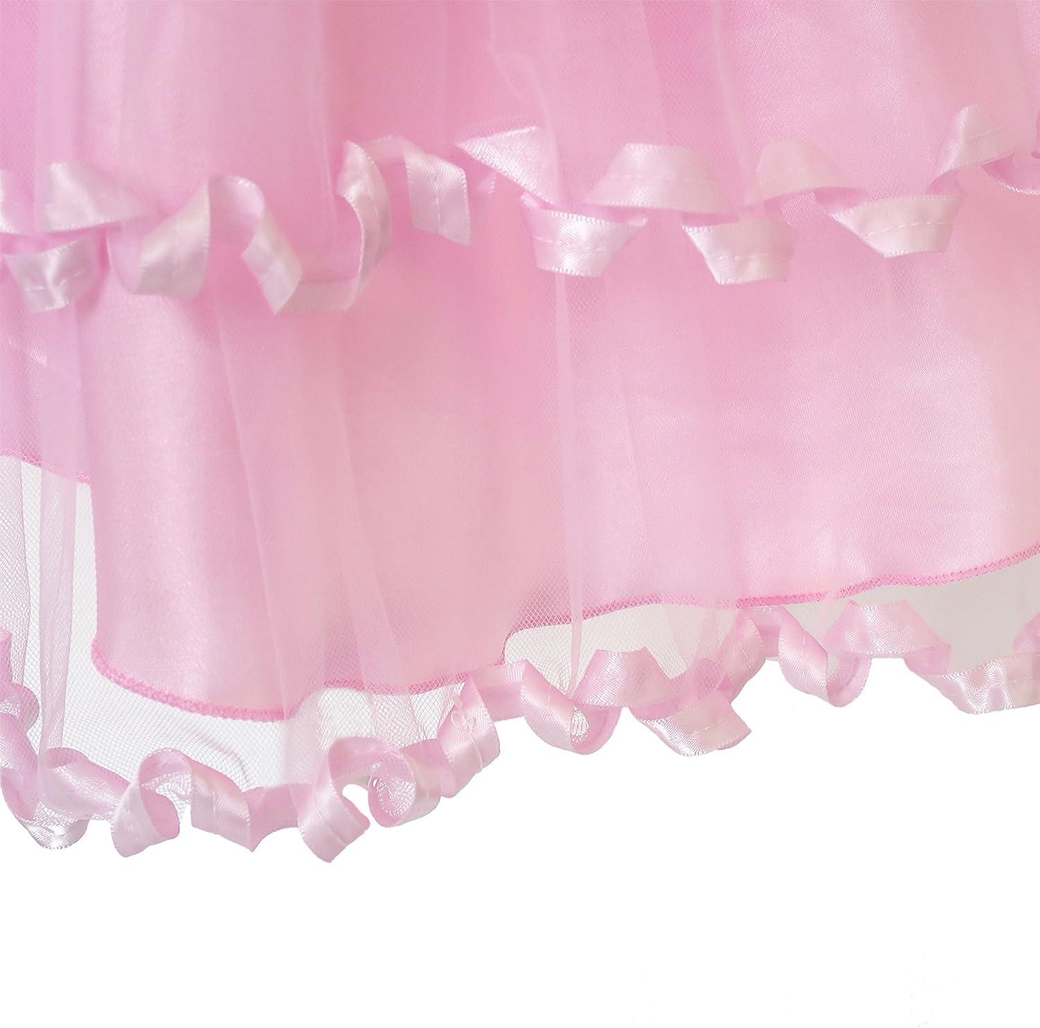 imageSunny Fashion Girls Dress Purple Flower White Tulle Pleated Wedding PartyPink