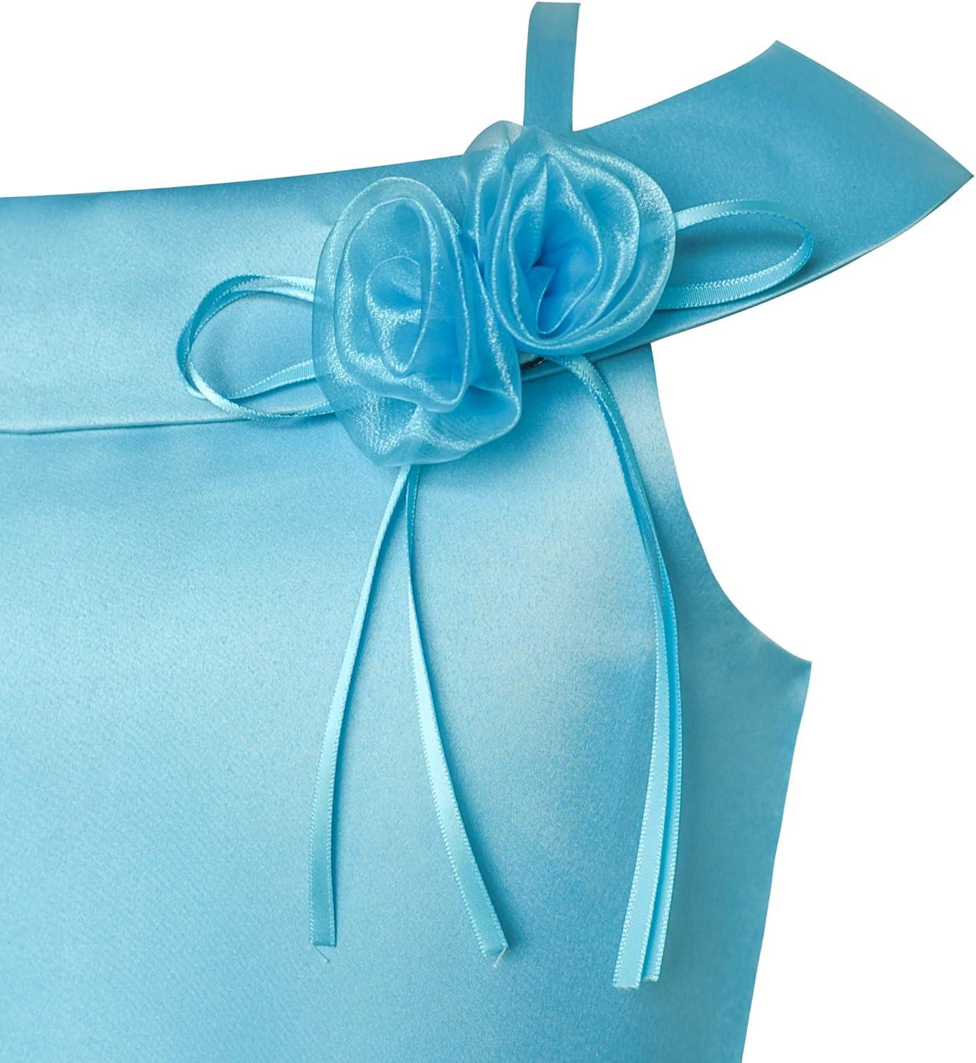 imageSunny Fashion Girls Dress Purple Off Shoulder HiLow Skirt Bridesmaid Size 714Blue