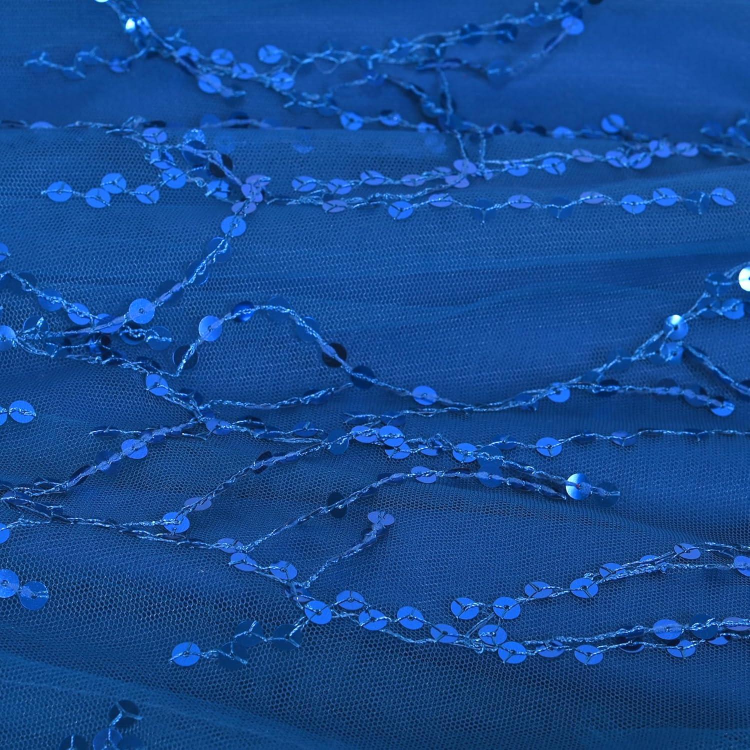 imageSunny Fashion Girls Dress Purple Off Shoulder HiLow Skirt Bridesmaid Size 714Blue Sequin