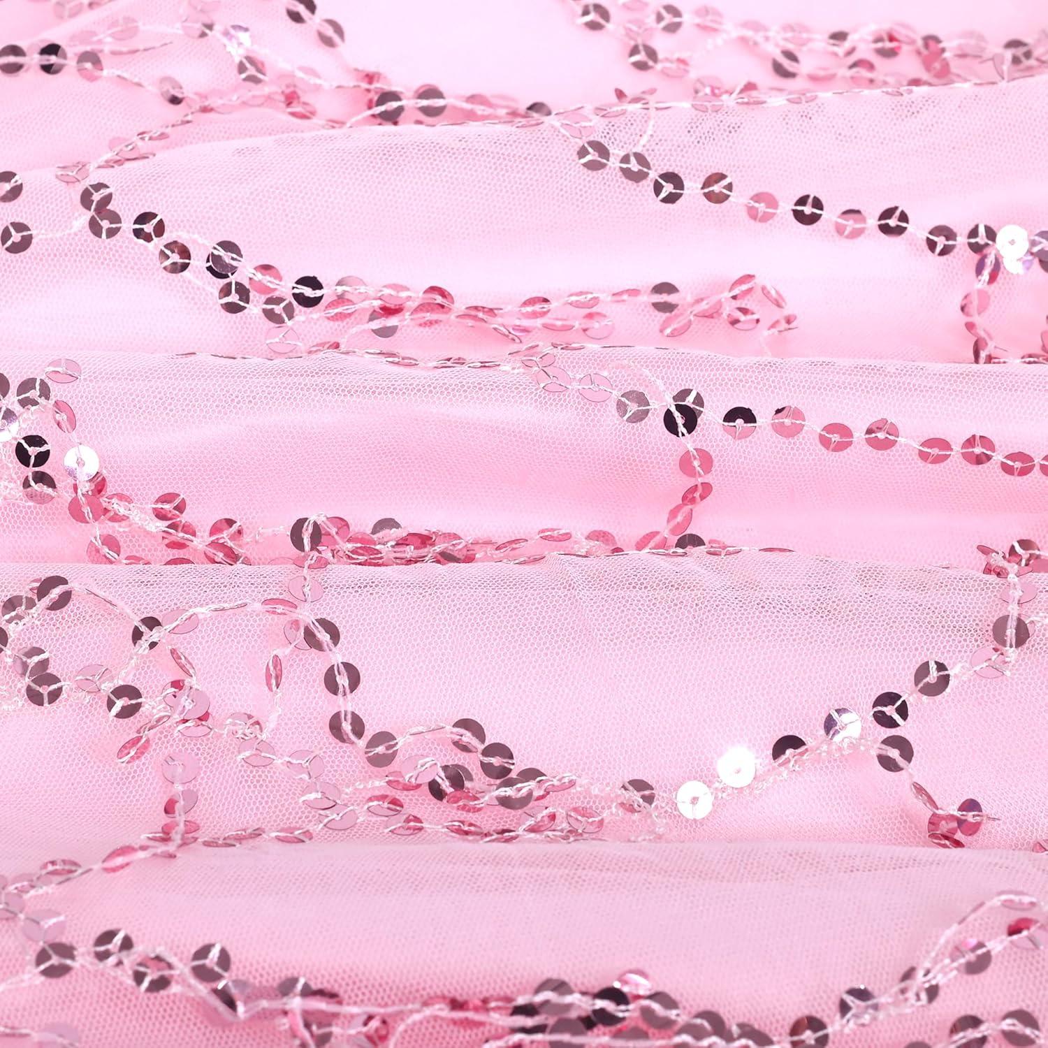 imageSunny Fashion Girls Dress Purple Off Shoulder HiLow Skirt Bridesmaid Size 714Pink Sequin