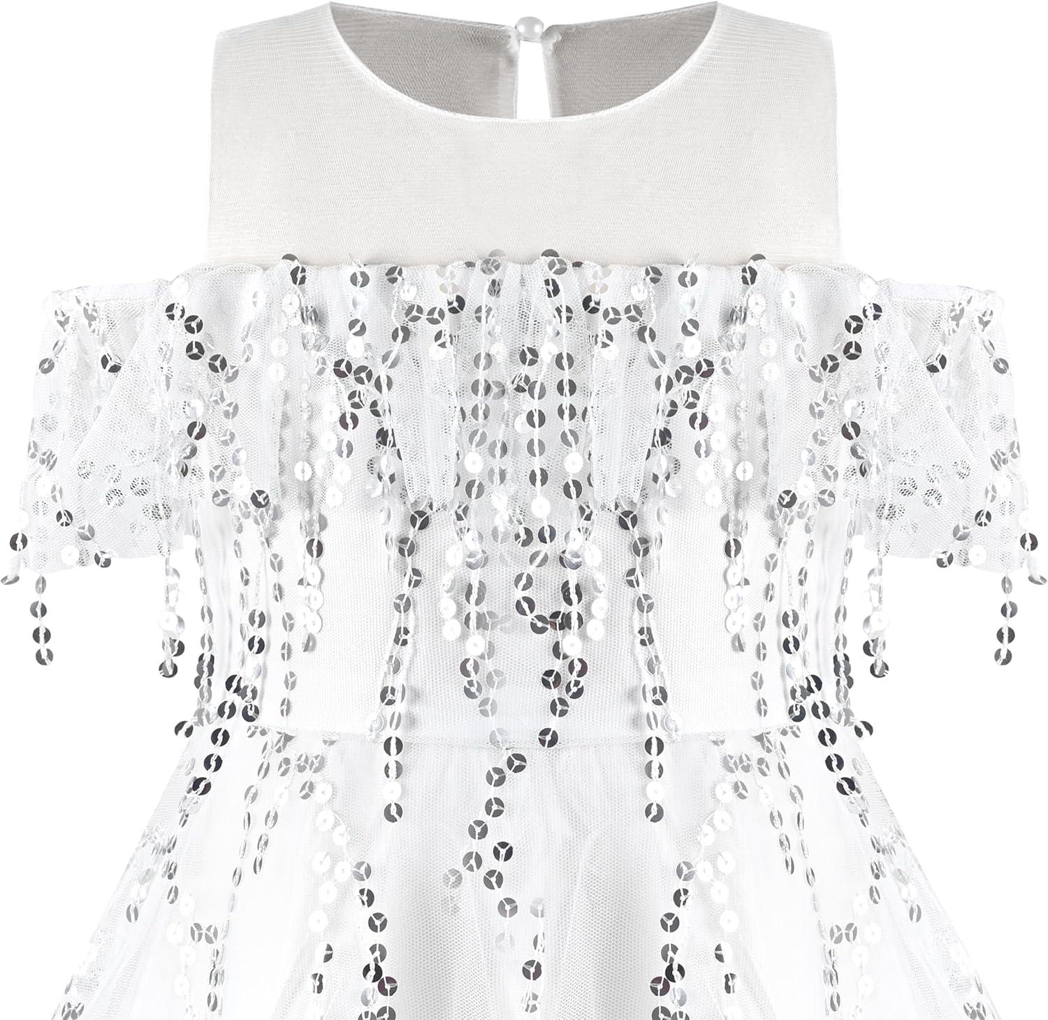 imageSunny Fashion Girls Dress Purple Off Shoulder HiLow Skirt Bridesmaid Size 714White Tassel