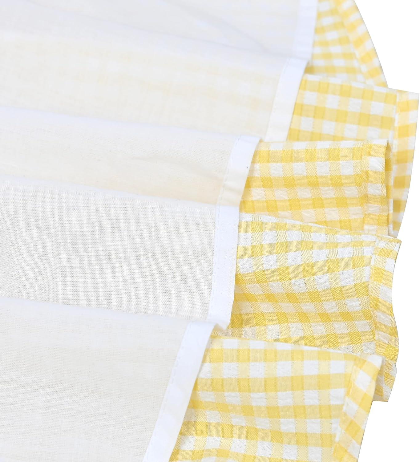 imageSunny Fashion Girls Dress Spaghetti Gingham Ruffle Light Yellow Plaid CasualYellow