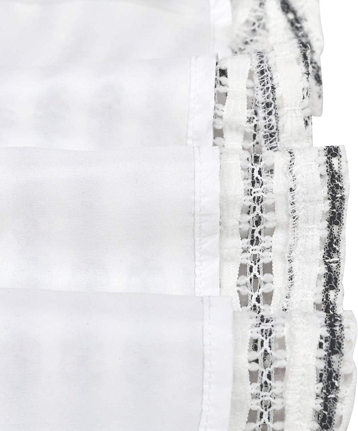 imageSunny Fashion Girls Dress Striped Crochet Tweed Lace Trim Bow Sleeveless Summer Holiday CasualWhite