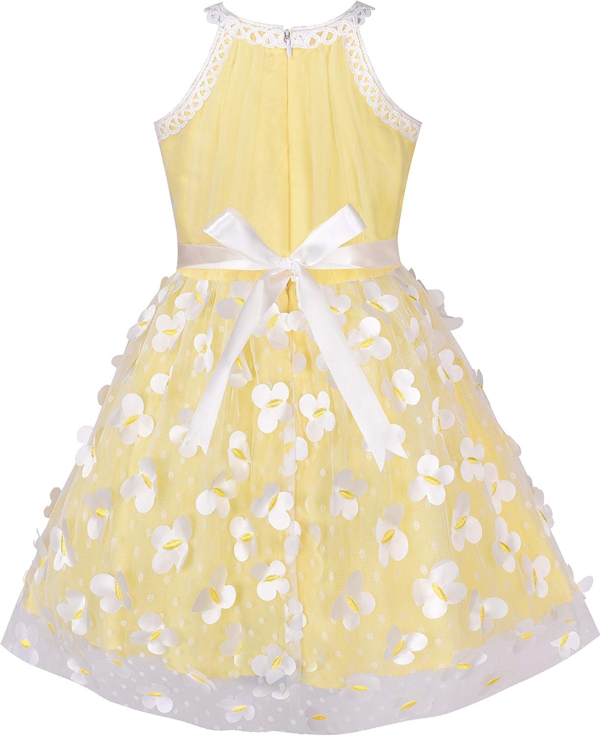 imageSunny Fashion Girls Dress Turquoise Embroidered Halter Dress PartyDark Yellow