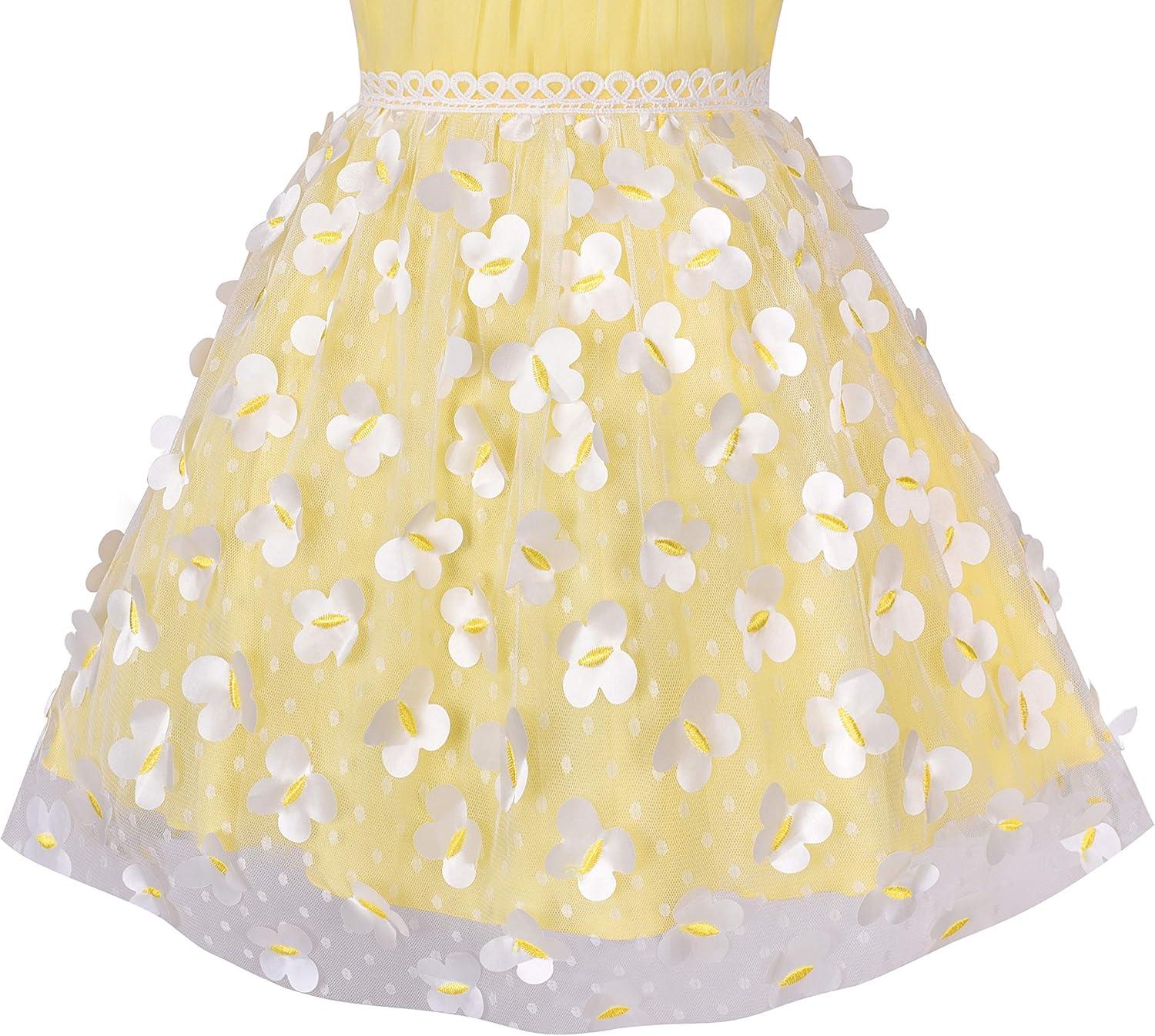 imageSunny Fashion Girls Dress Turquoise Embroidered Halter Dress PartyDark Yellow