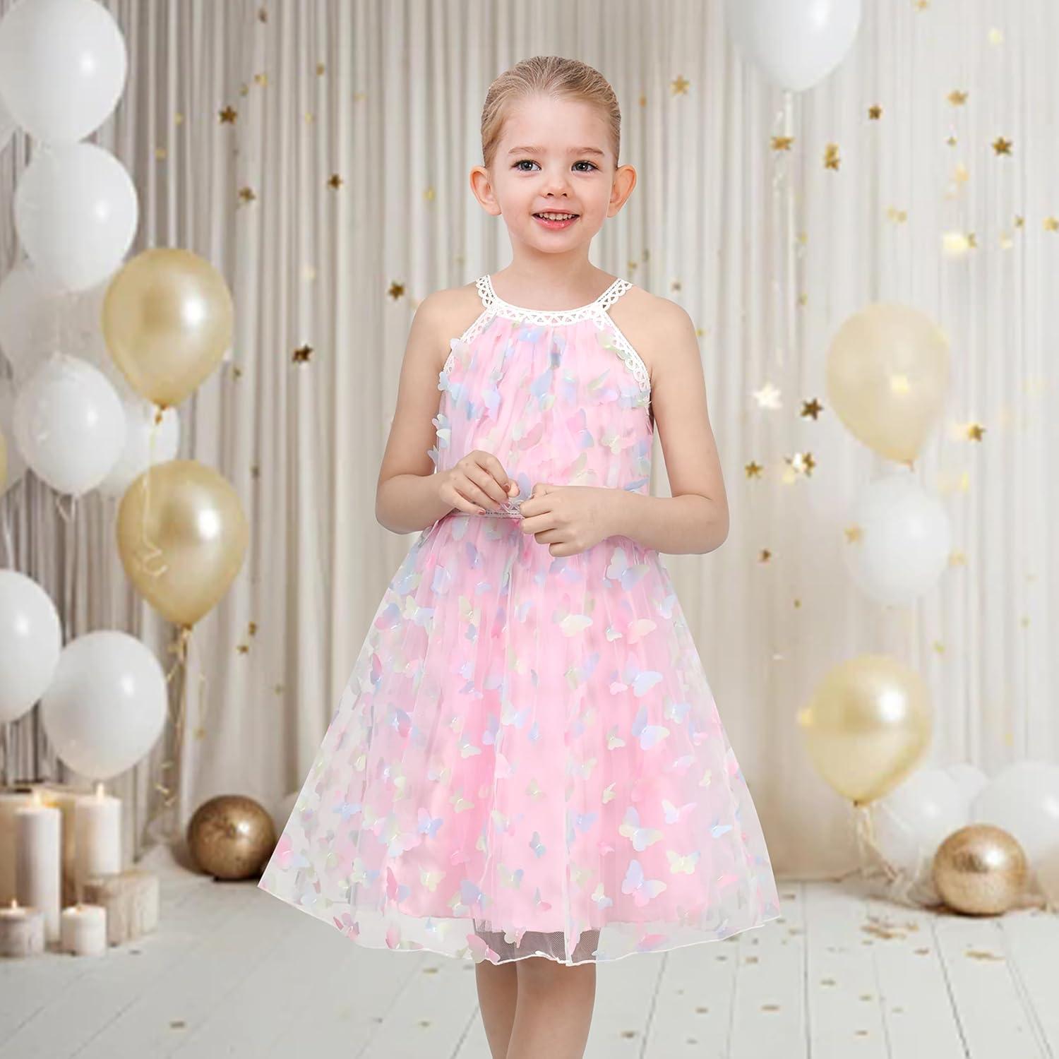 imageSunny Fashion Girls Dress Turquoise Embroidered Halter Dress PartyLight Pink