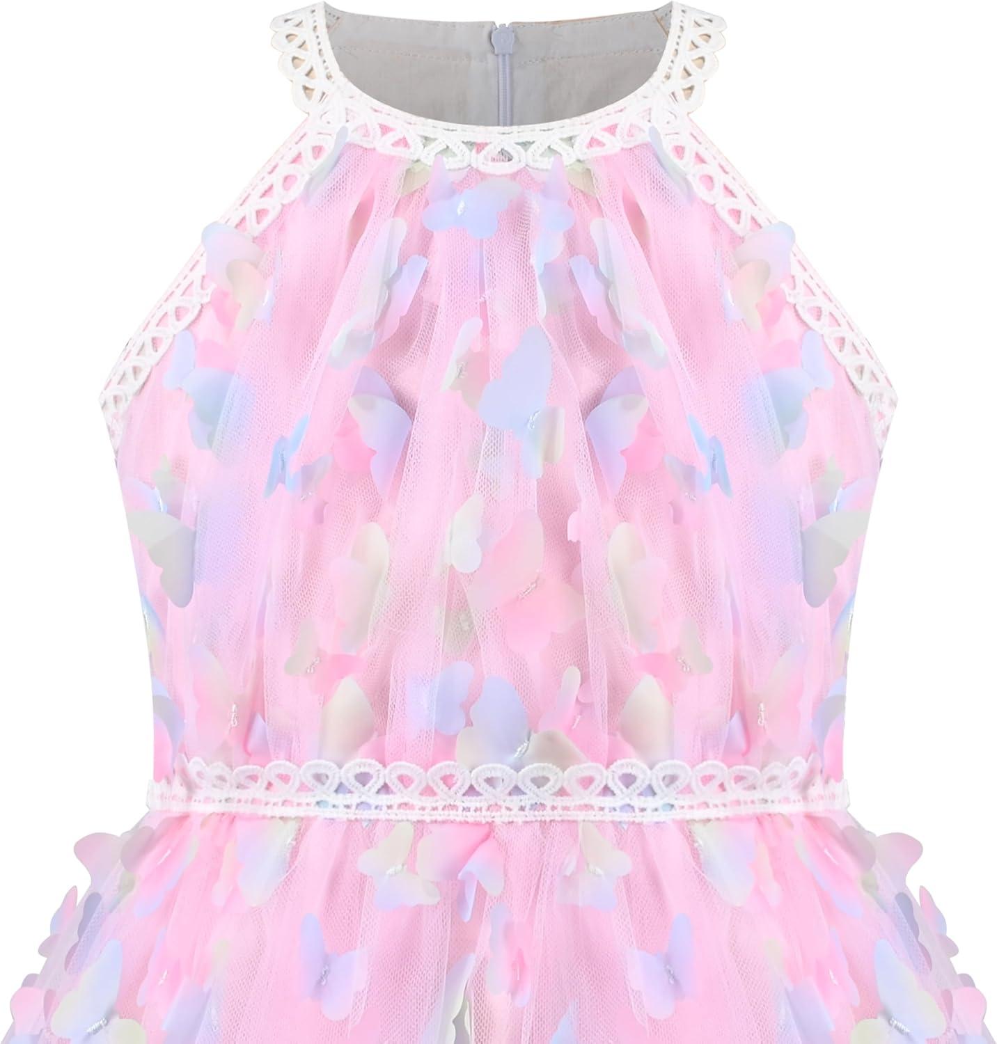 imageSunny Fashion Girls Dress Turquoise Embroidered Halter Dress PartyLight Pink