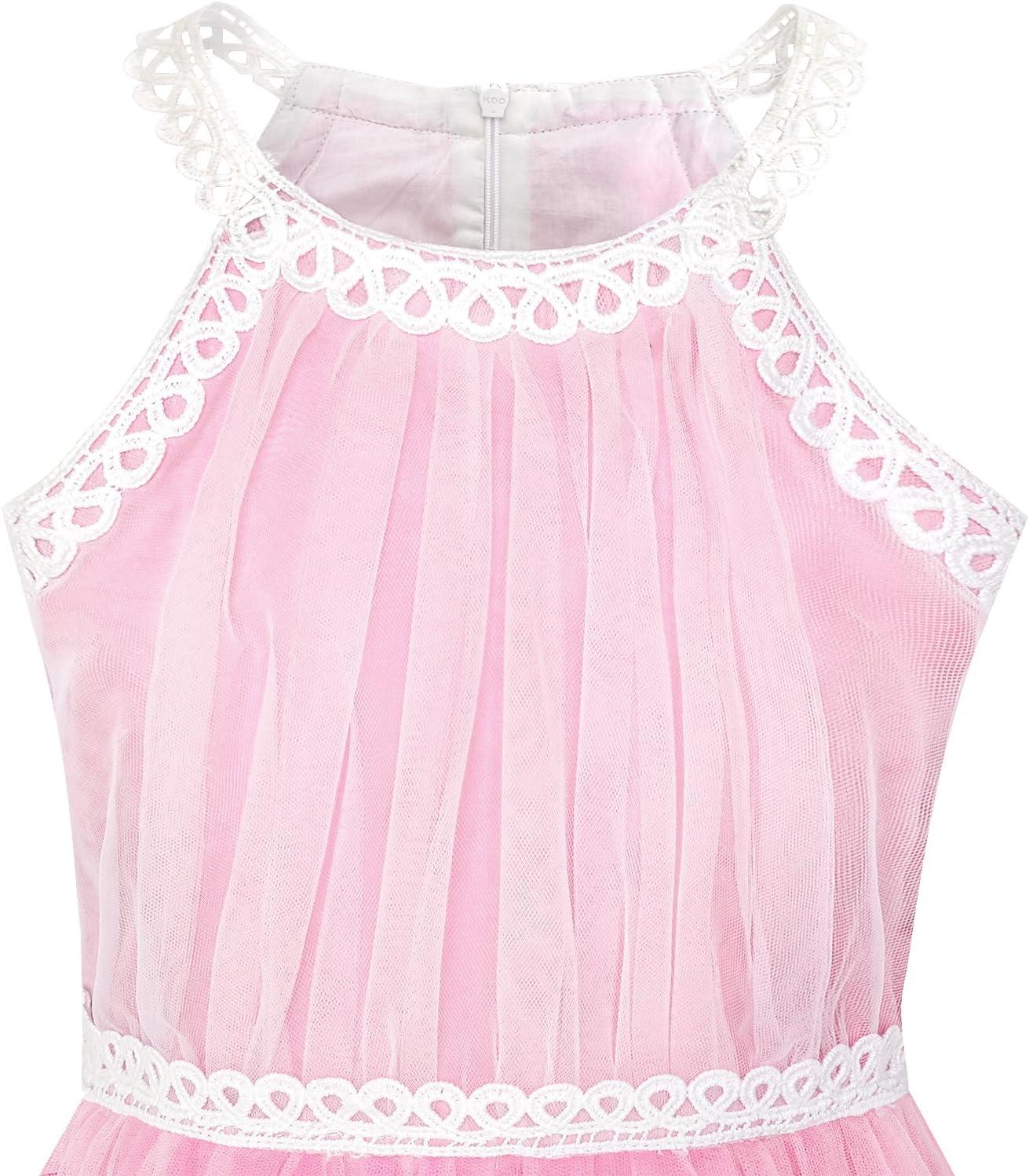 imageSunny Fashion Girls Dress Turquoise Embroidered Halter Dress PartyPink