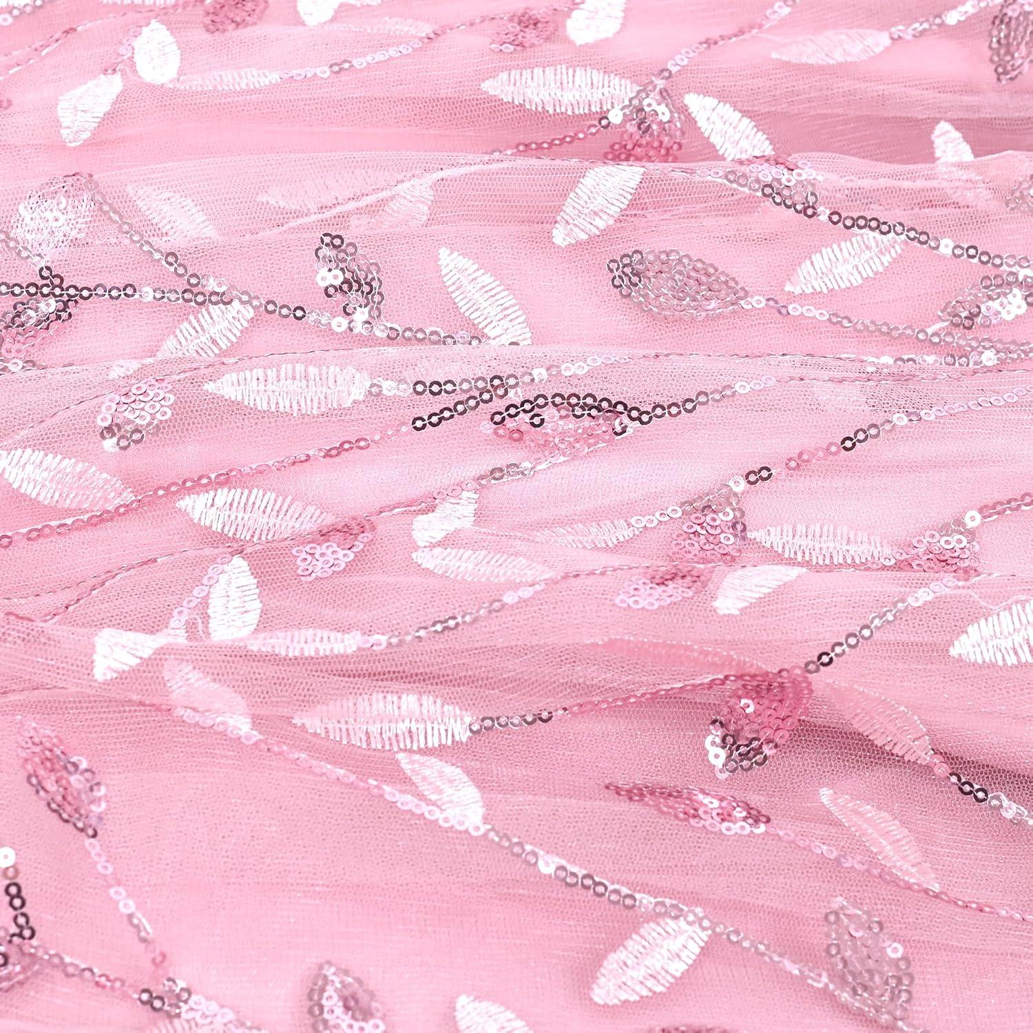 imageSunny Fashion Girls Dress Turquoise Embroidered Halter Dress PartyPink Leaf