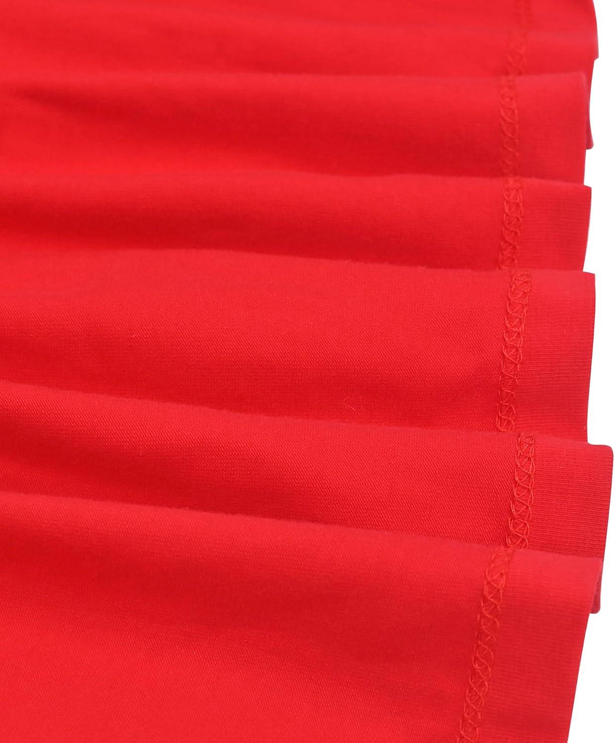 imageSunny Fashion Girls Dress White Collar Long Sleeve Daily Cozy Cotton Casual Dress Size 510Christmas Red