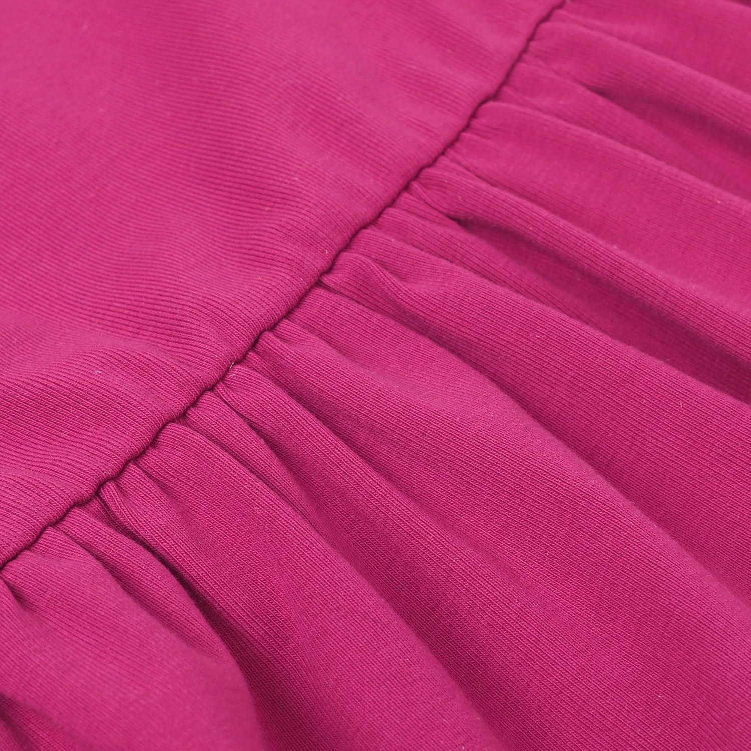 imageSunny Fashion Girls Dress White Collar Long Sleeve Daily Cozy Cotton Casual Dress Size 510Pink White Collar