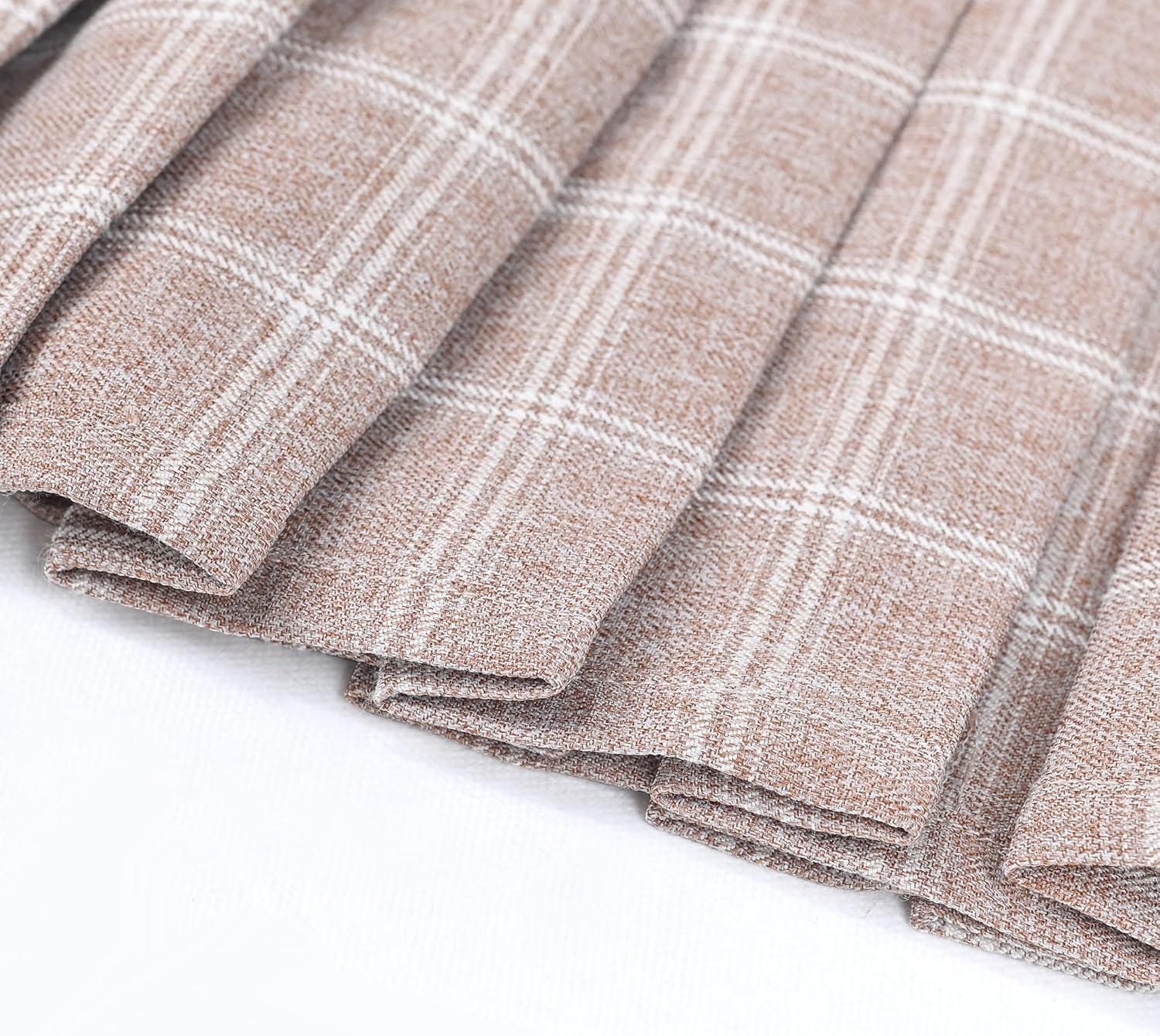 imageSunny Fashion Girls Skirt Beige Pleated Bow Tie Back School Uniform Size 614Beige Plaid