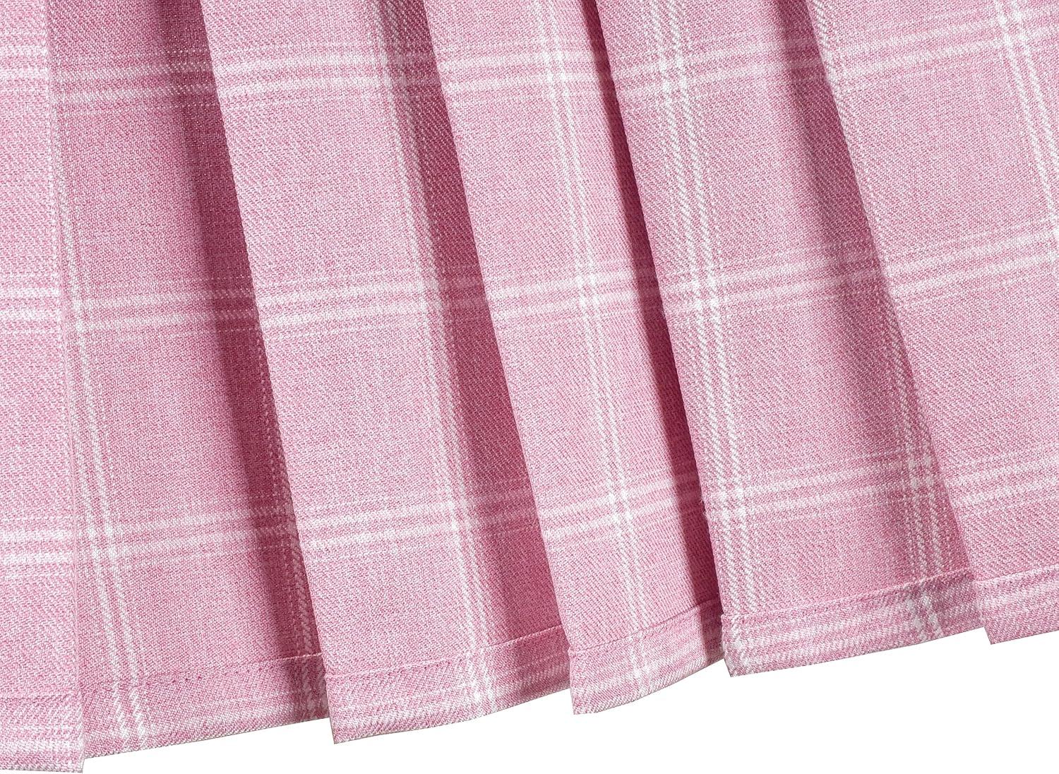imageSunny Fashion Girls Skirt Beige Pleated Bow Tie Back School Uniform Size 614Pink Plaid