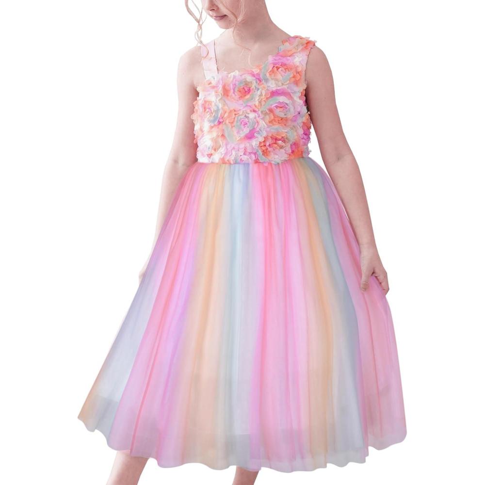 imageSunny Fashion Flower Girl Dress Ivory Sequin Bridesmaid Wedding Party Size 612Pink Rainbow