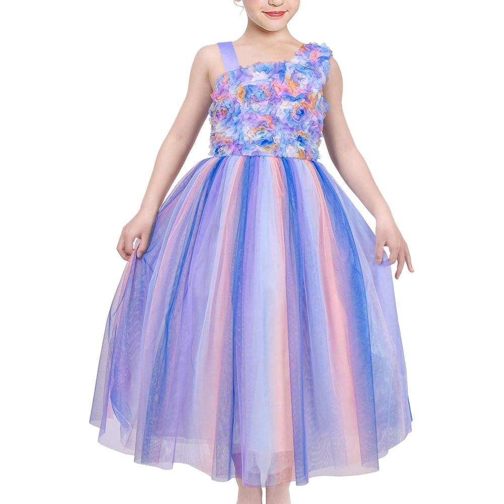 imageSunny Fashion Flower Girl Dress Ivory Sequin Bridesmaid Wedding Party Size 612Purple Flower