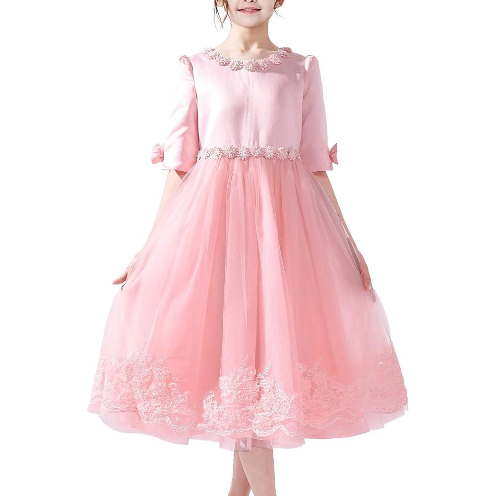 imageSunny Fashion Flower Girls Dress Half Sleeve Lace Wedding Party Pageant