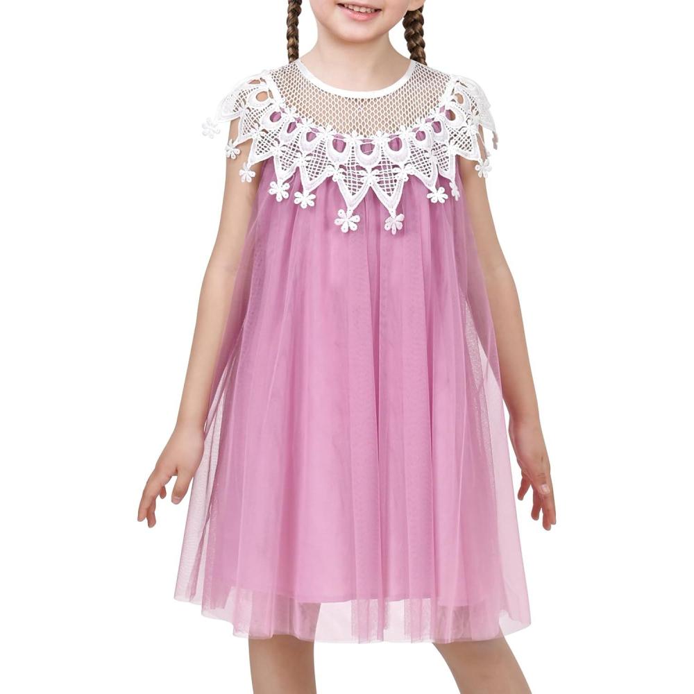 imageSunny Fashion Flower Girls Dress Halter Dress Pearl Party Wedding BirthdayPale Purple