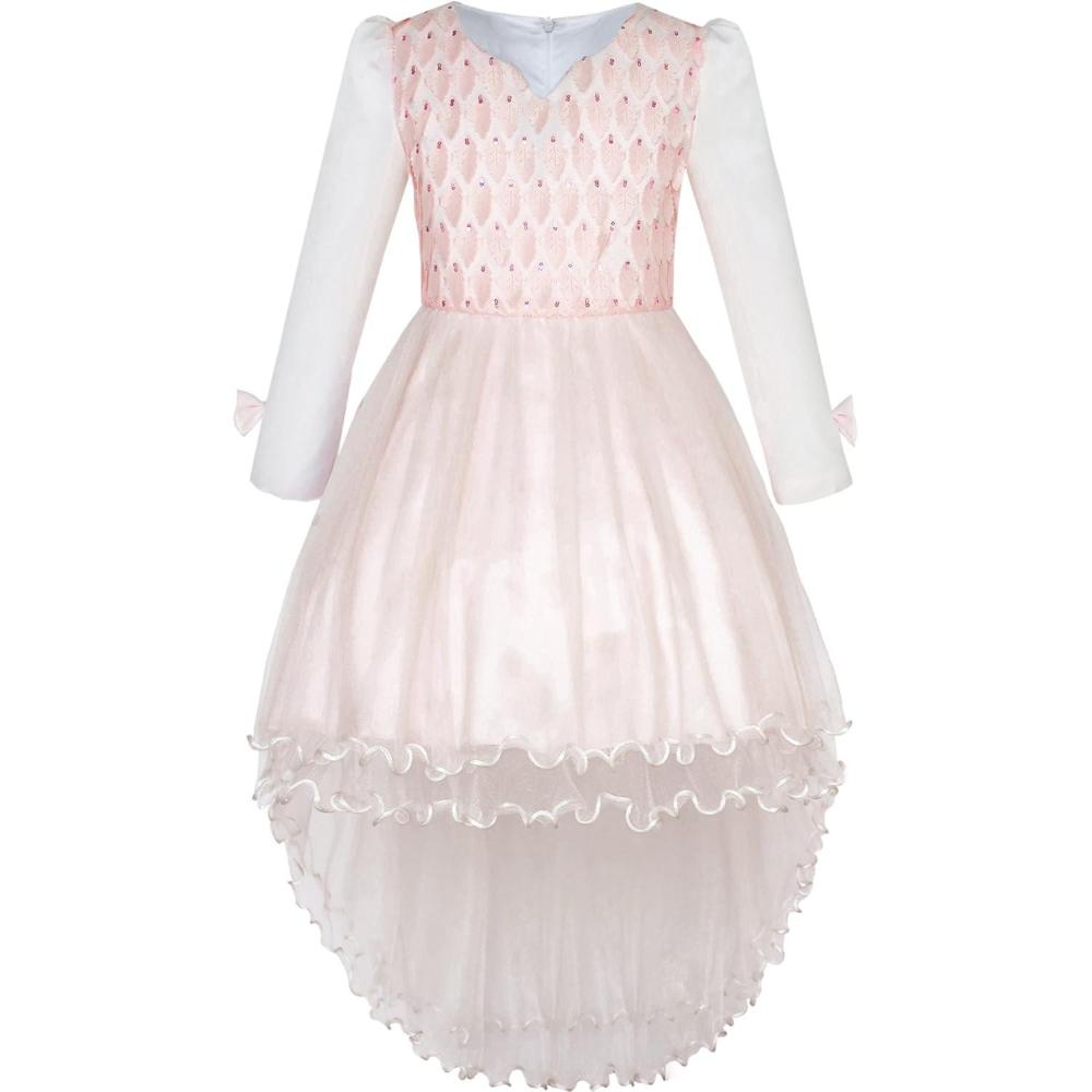 imageSunny Fashion Flower Girls Dress Lace Hilo Wedding Pageant Communion Size 714Pink