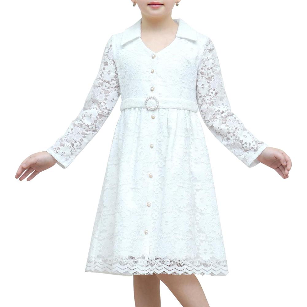 imageSunny Fashion Flower Girls Dress Lace Square Party Pageant Wedding Vintage FormalWhite Lace