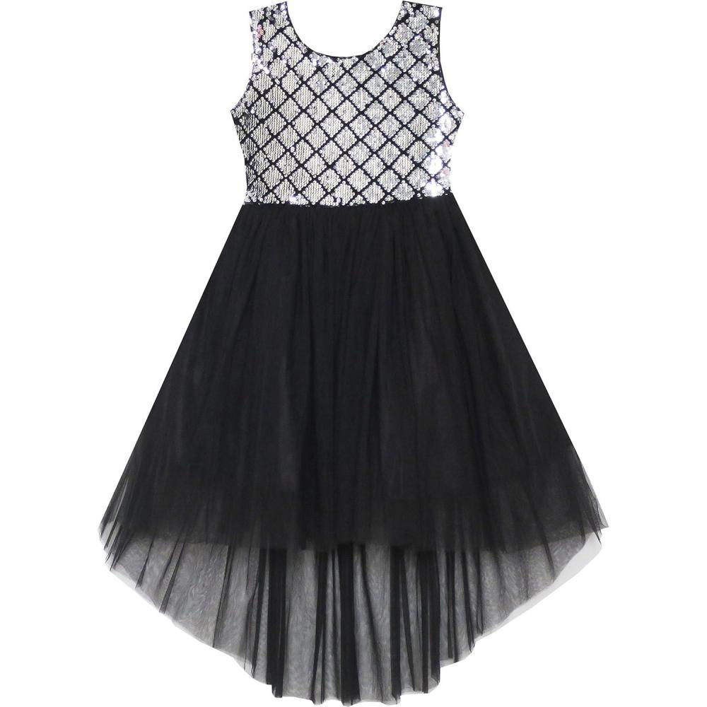 imageSunny Fashion Flower Girls Dress Unicorn Rainbow Pageant Princess PartyBlack