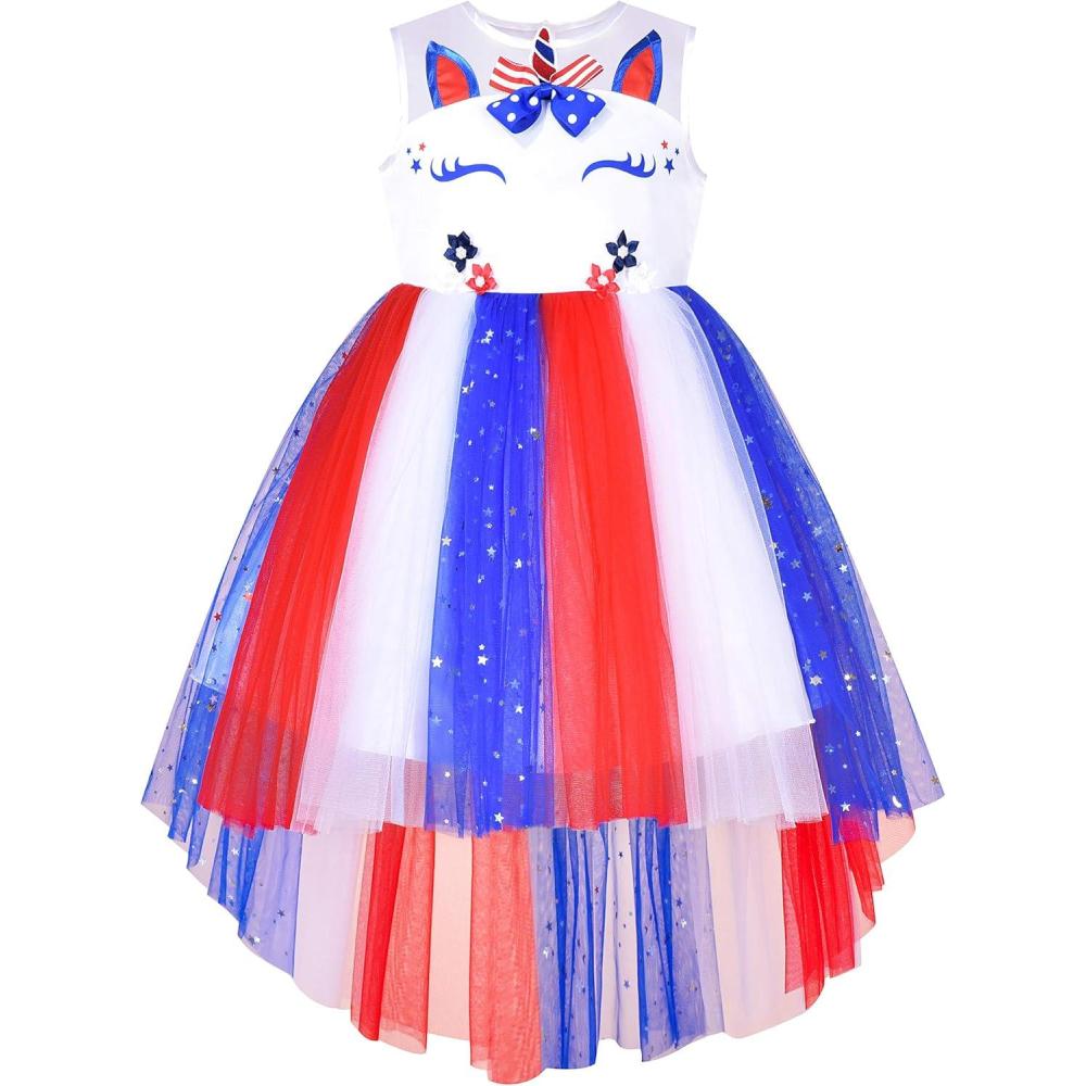 imageSunny Fashion Flower Girls Dress Unicorn Rainbow Pageant Princess PartyUnicorn in Usa