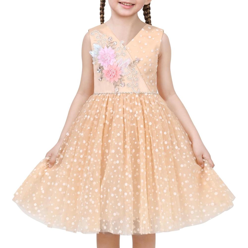 imageSunny Fashion Flower Girls Dress White Wedding Pageant Bridesmaid Gown Size 310Beige V Neck