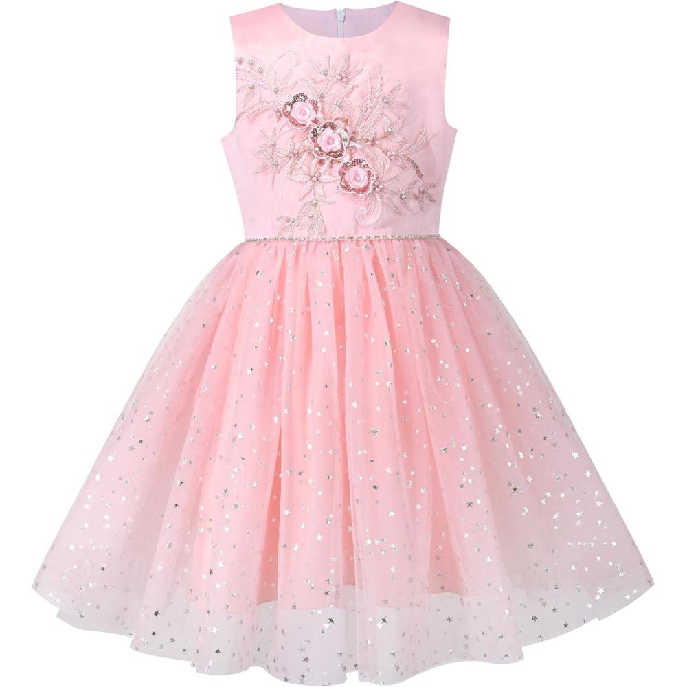 imageSunny Fashion Flower Girls Dress White Wedding Pageant Bridesmaid Gown Size 310Pink Flower Sequin