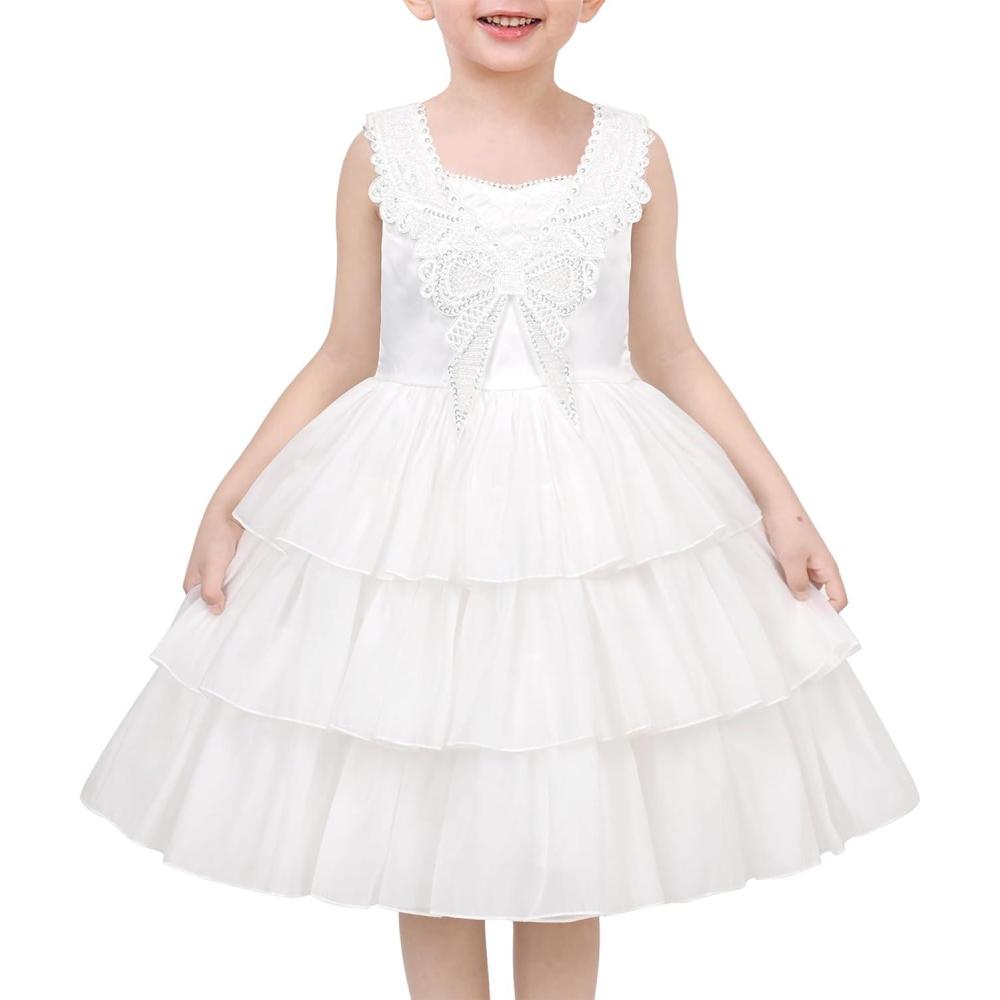 imageSunny Fashion Flower Girls Dress White Wedding Pageant Bridesmaid Gown Size 310White Layer