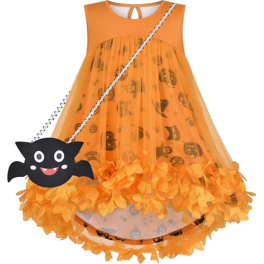 imageSunny Fashion Girls Dress Aline Cute Handbag White Princess Size 510Orange