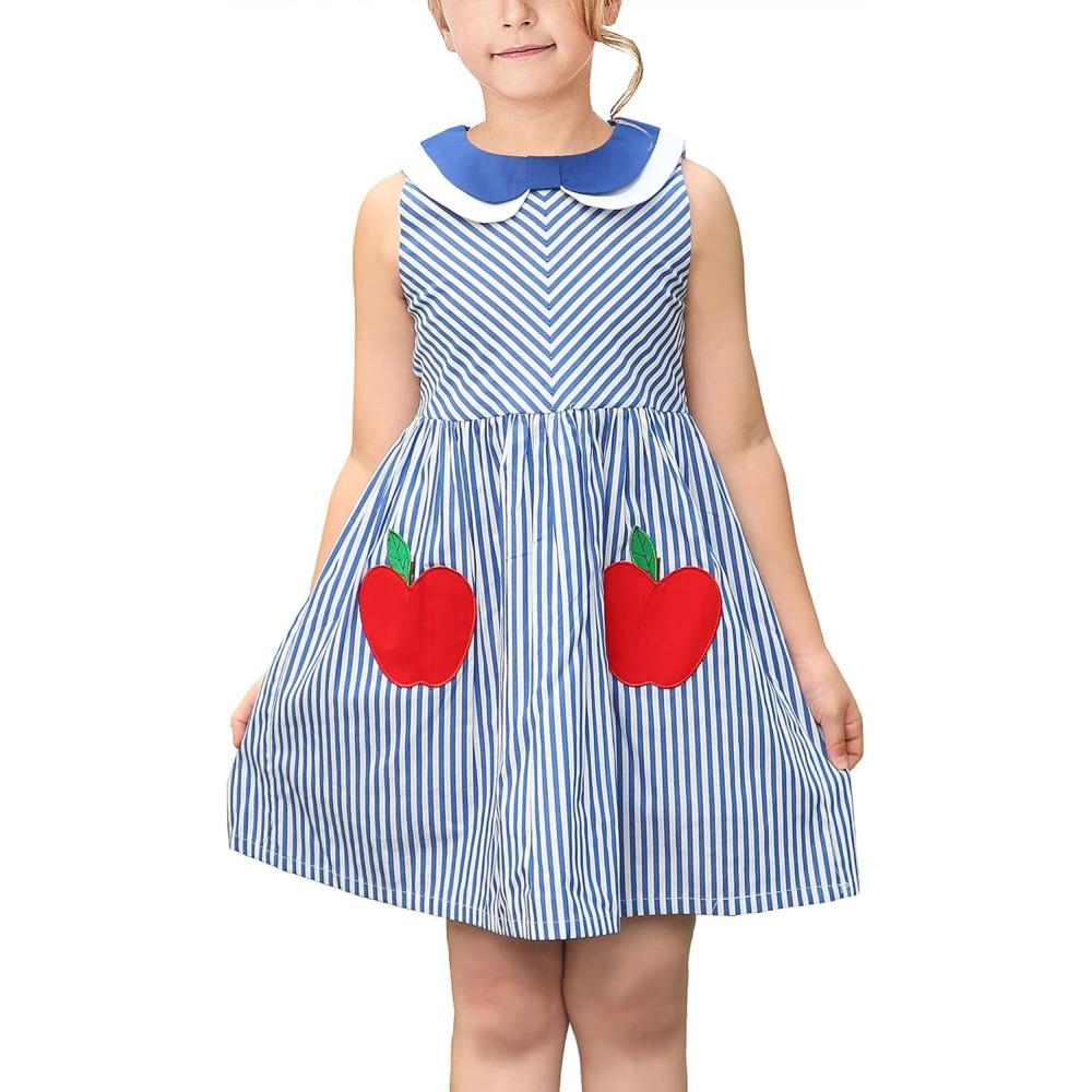 imageSunny Fashion Girls Dress Blue Flower PrintBlue Apple