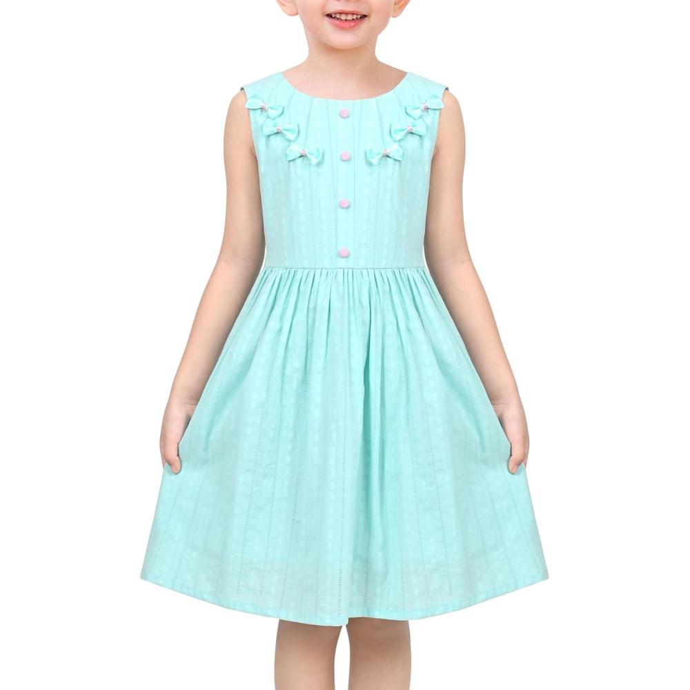 imageSunny Fashion Girls Dress Blue Flower PrintTurquoise Blue
