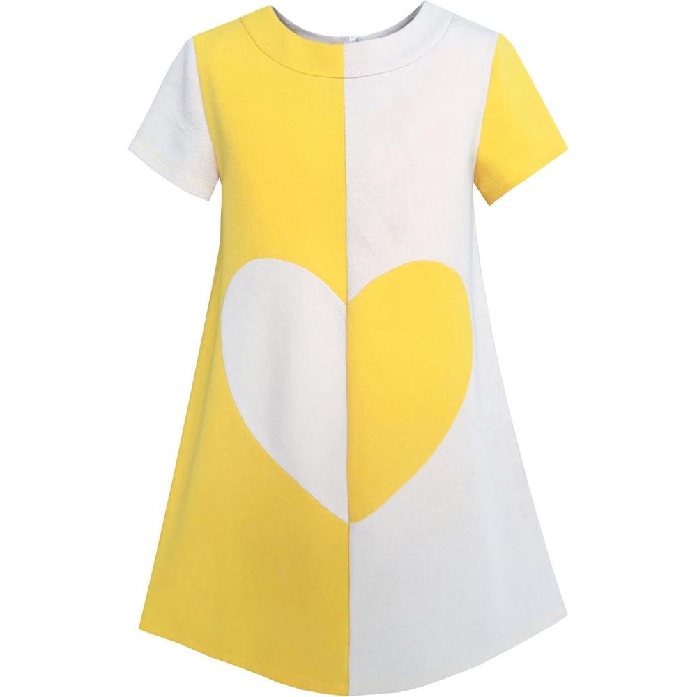 imageSunny Fashion Girls Dress Color Contrast Heart Aline Size 512