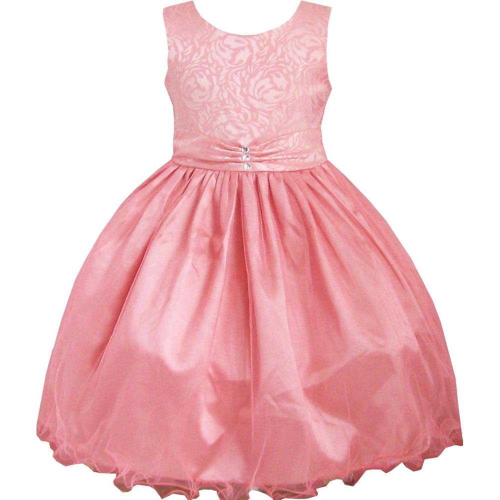 imageSunny Fashion Girls Dress Coral MultiLayers Diamond Pageant Wedding