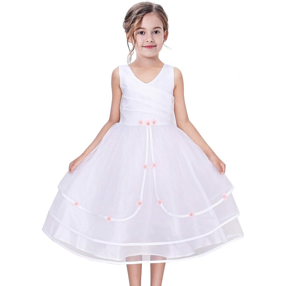 imageSunny Fashion Girls Dress Flower Tulle Wedding Bridesmaid Pageant Size 714
