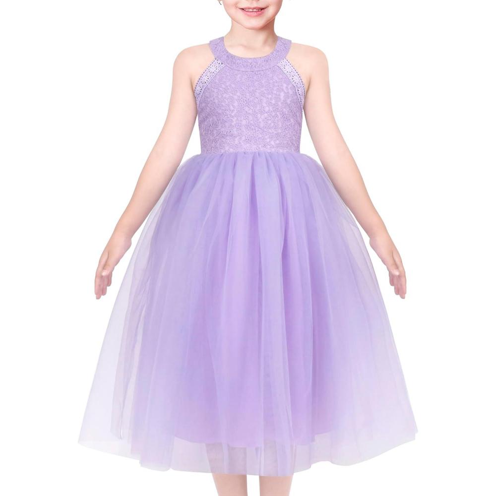 imageSunny Fashion Girls Dress Glitter Sequin Wedding Bridesmaid Pageant Size 414Purple Tulle