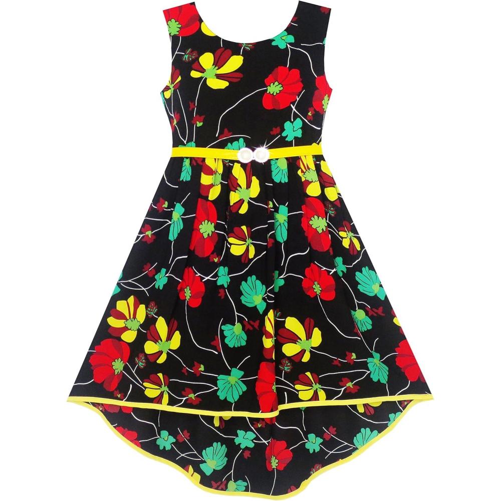 imageSunny Fashion Girls Dress Hilo Maxi Cotton and Chiffon Pink