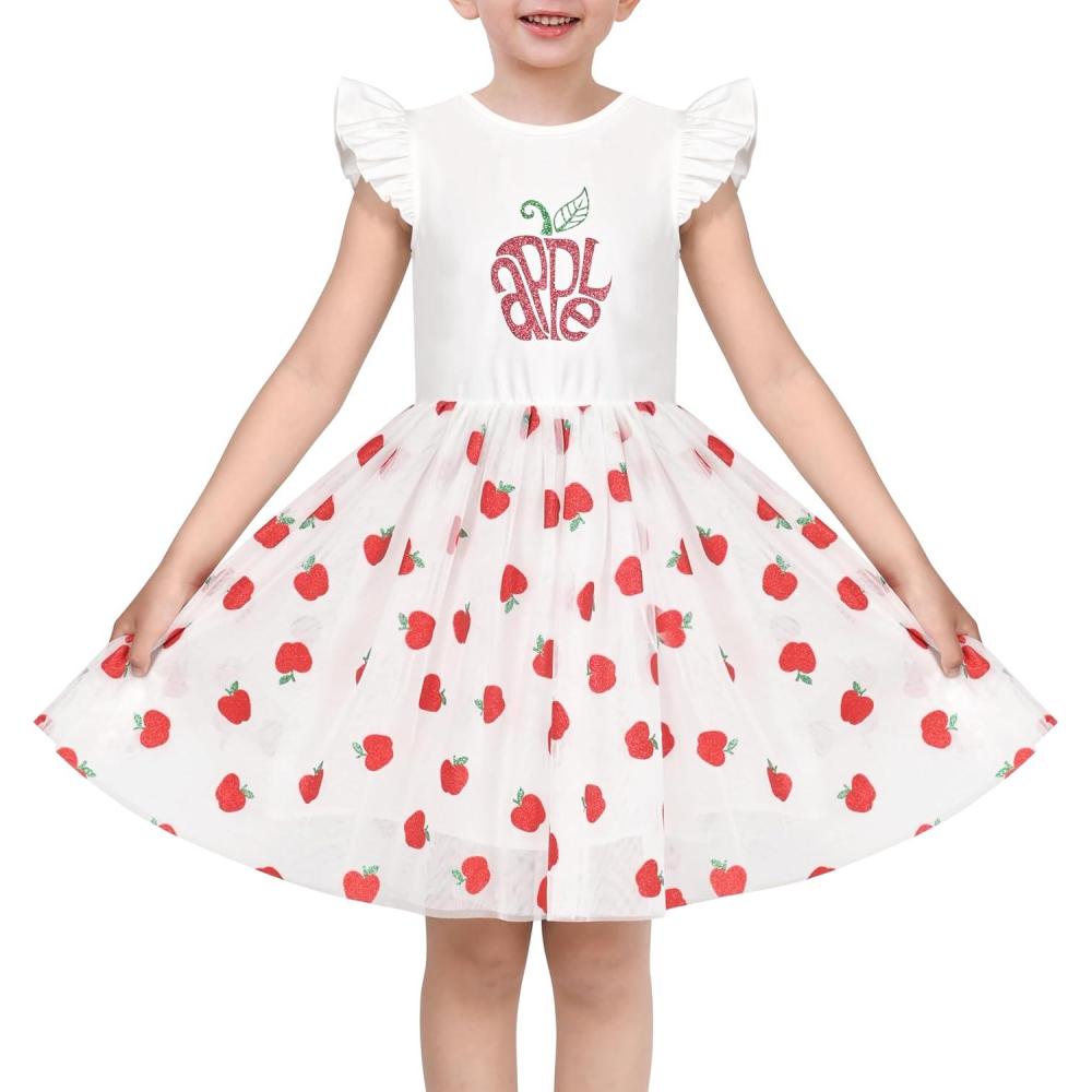 imageSunny Fashion Girls Dress Pink Sequin Wedding HiLow Tulle Skirt Tutu Flutter SleeveRed Apple